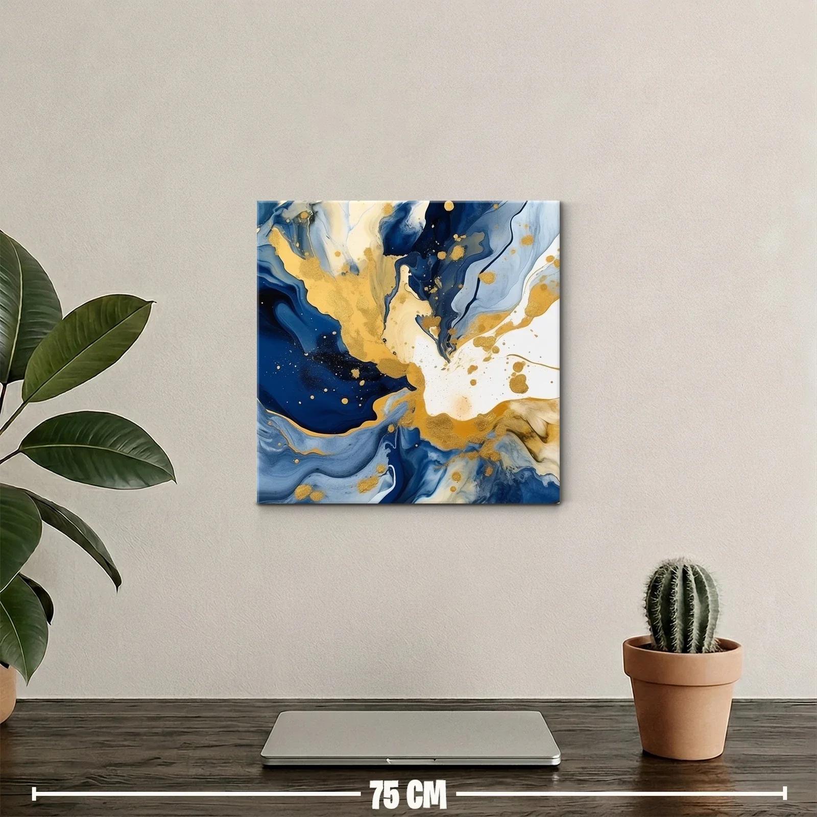 Arte abstracto con tonos dorados y azul profundo — miniatura 2
