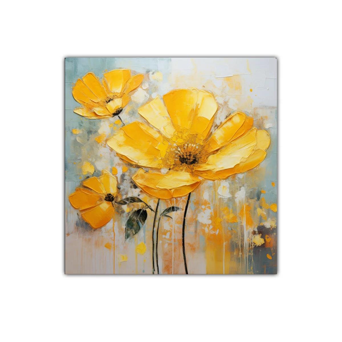 Cuadro floral con flores amarillas en tonos suaves — imagen principal
