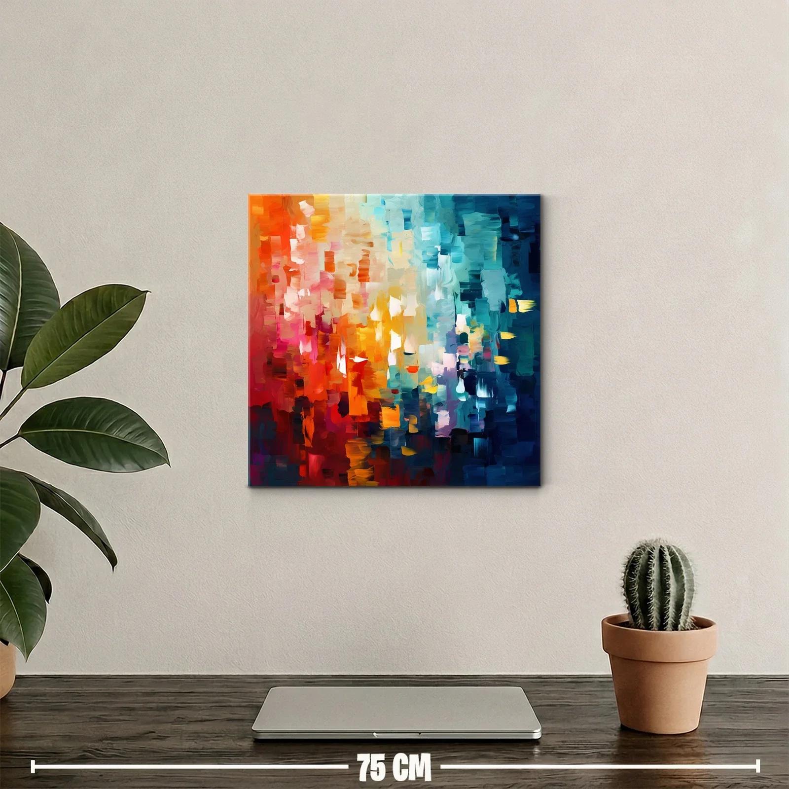 Cuadro abstracto con vibrantes tonos cálidos y fríos — miniatura 2