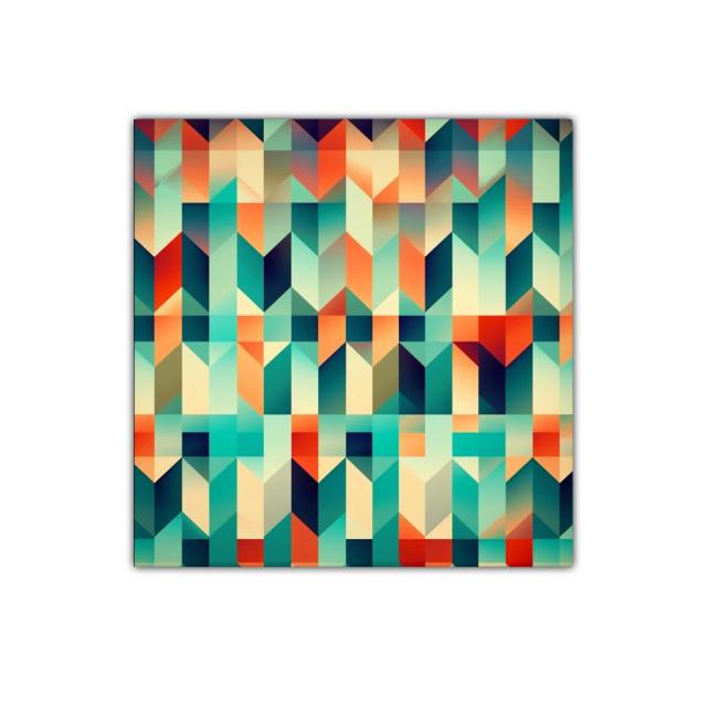 Cuadro abstracto geométrico con colores vibrantes y cálidos