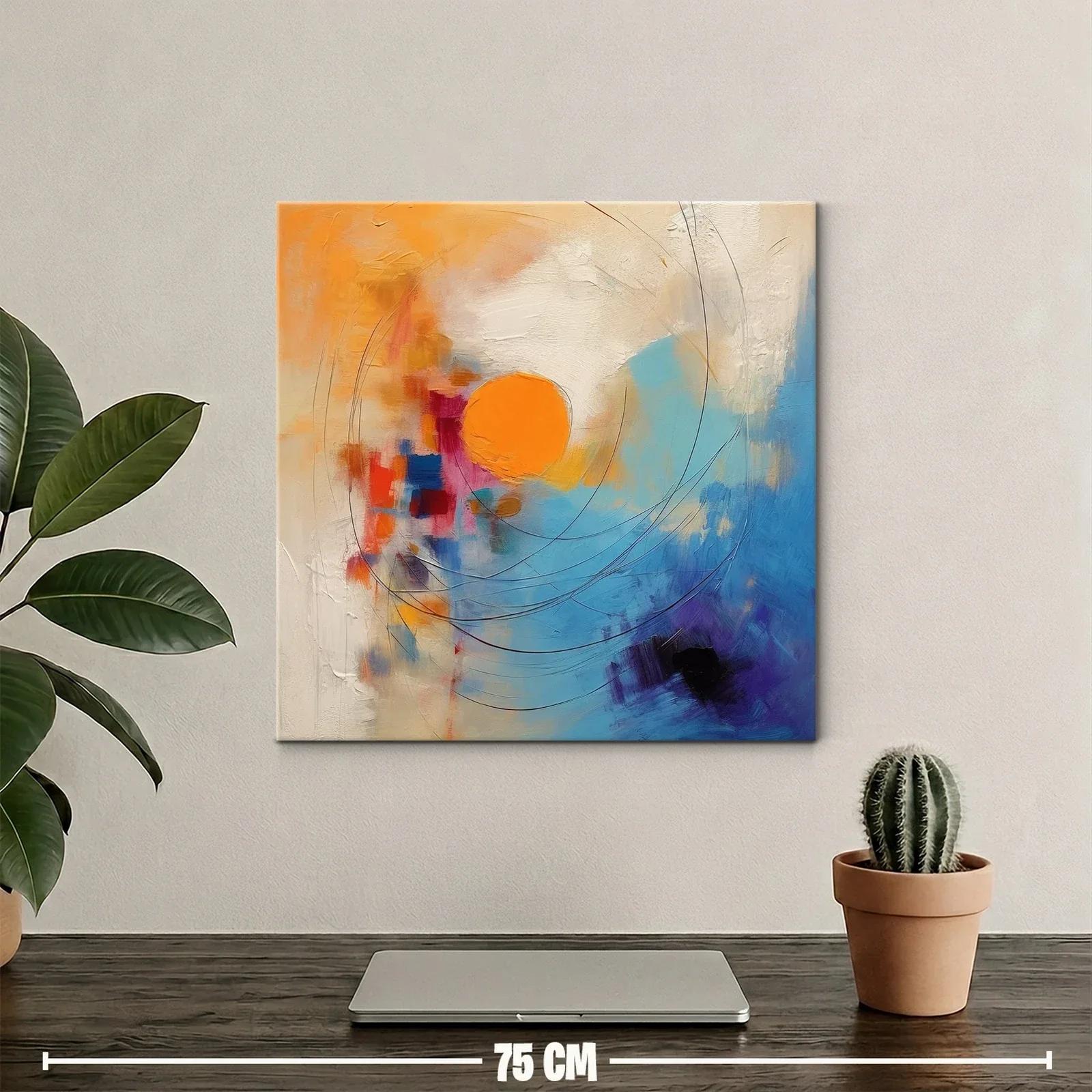 Cuadro abstracto con tonos vibrantes y formas circulares — miniatura 2