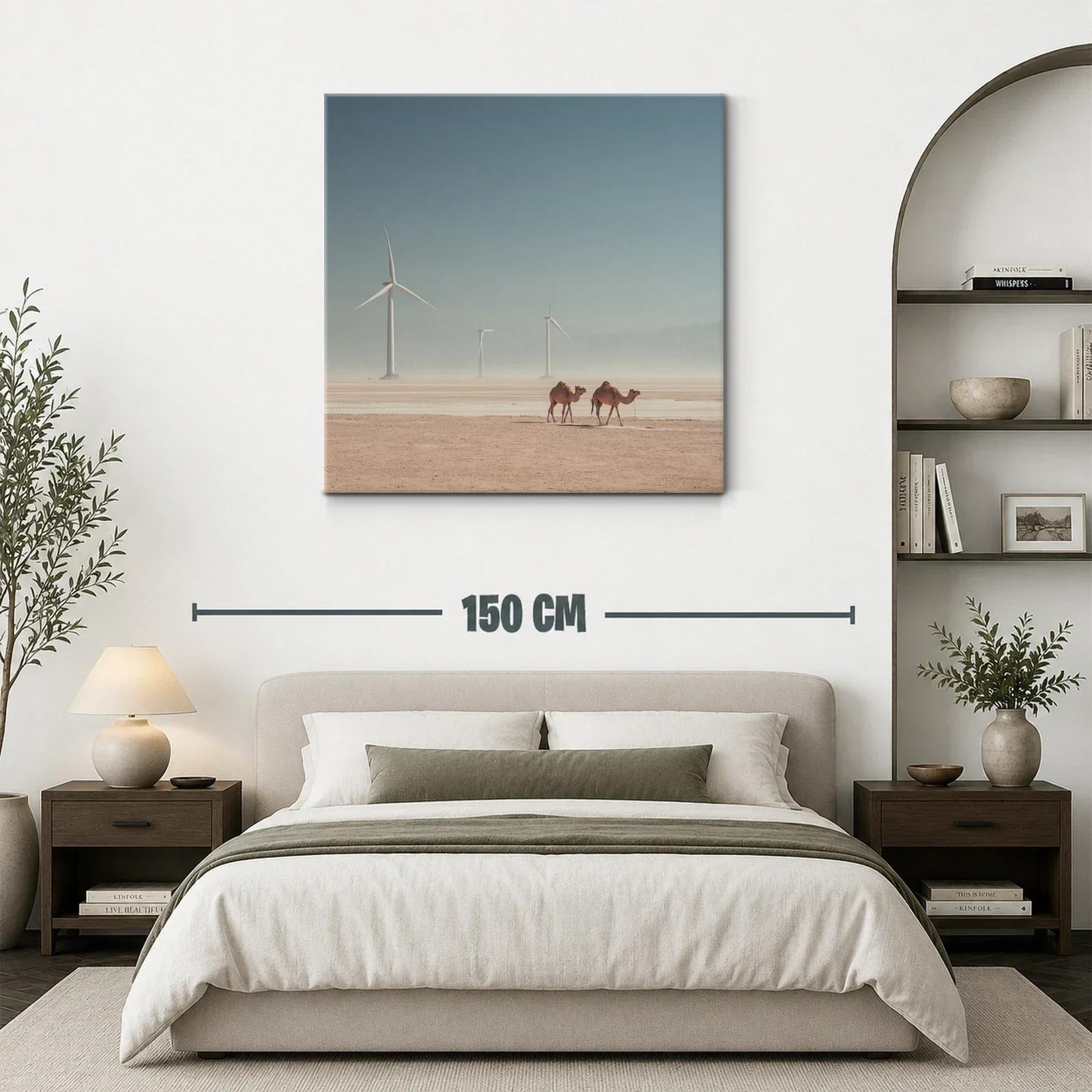 Paisaje Desértico con Camellos y Molinos de Viento — miniatura 3
