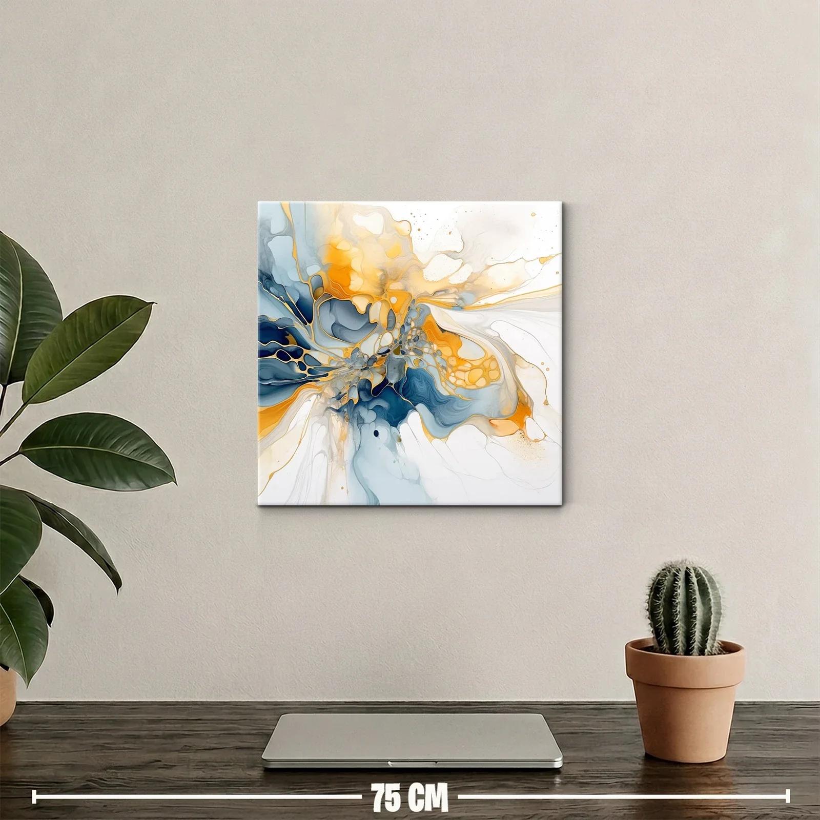Composición abstracta con tonos dorados y azules intensos — miniatura 2