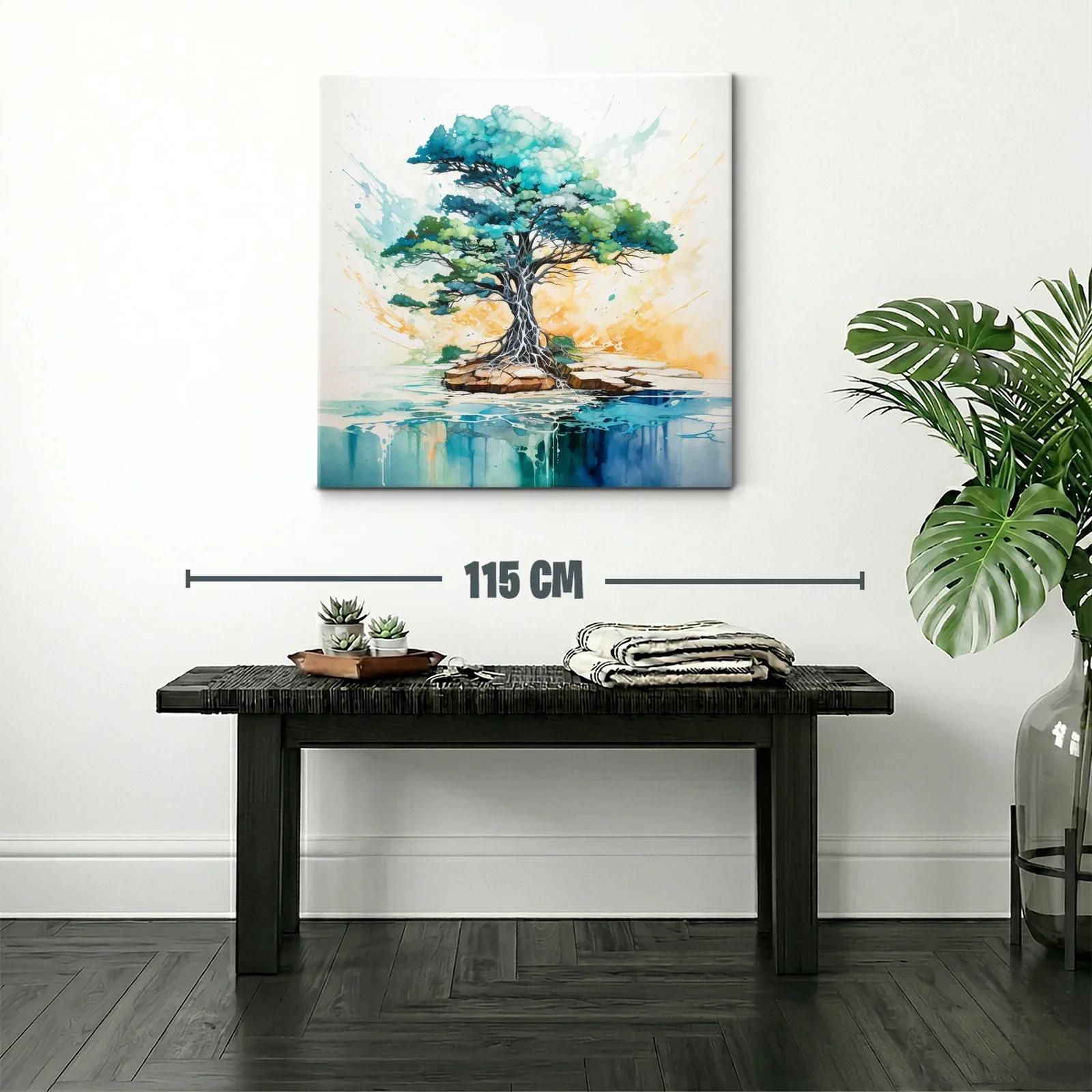 Árbol vibrante sobre isla con reflejos acuáticos — miniatura 2