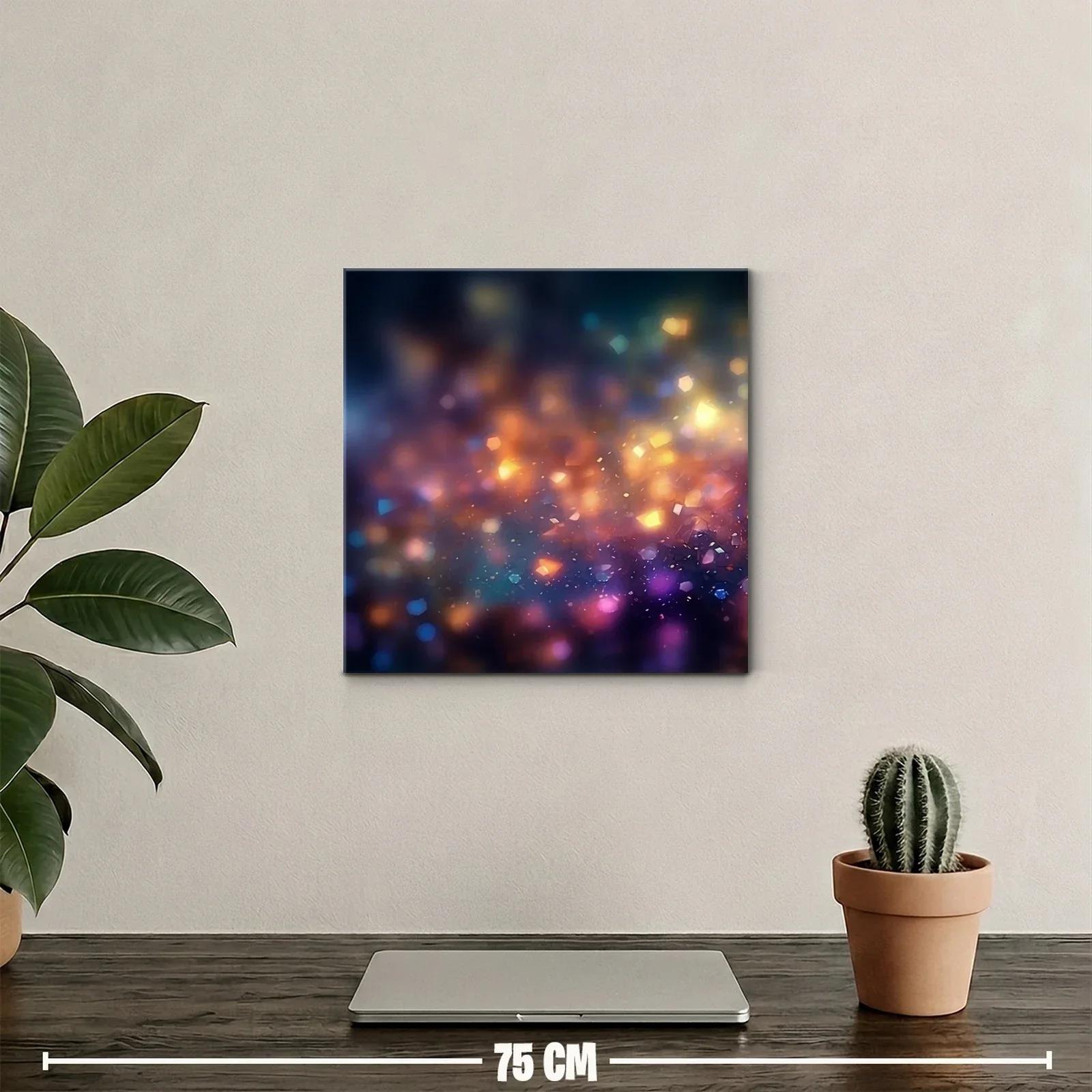 Cuadro abstracto luces difusas en tonos cálidos y fríos — miniatura 2