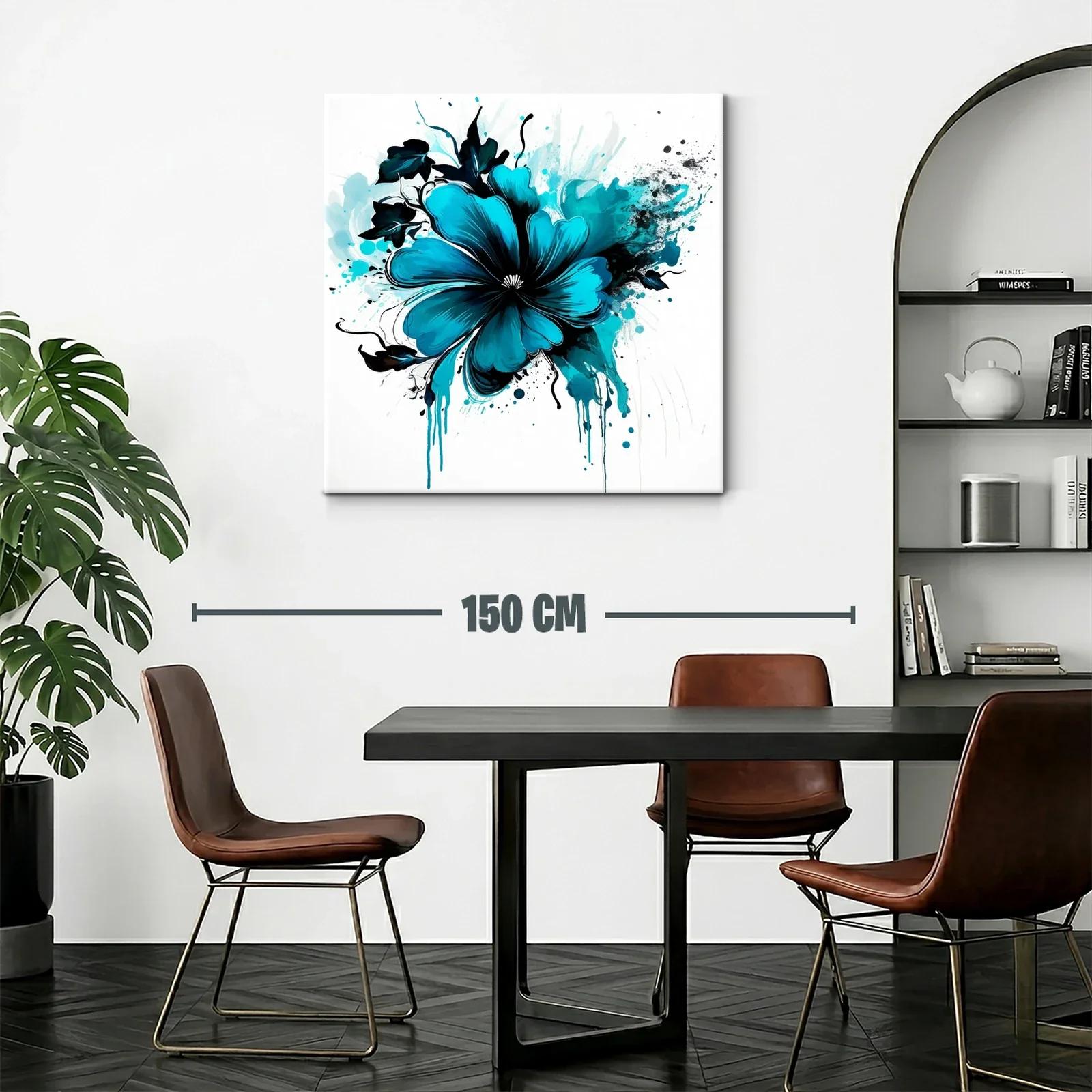 Flor vibrante en tonos azules y negro para espacios modernos — miniatura 2
