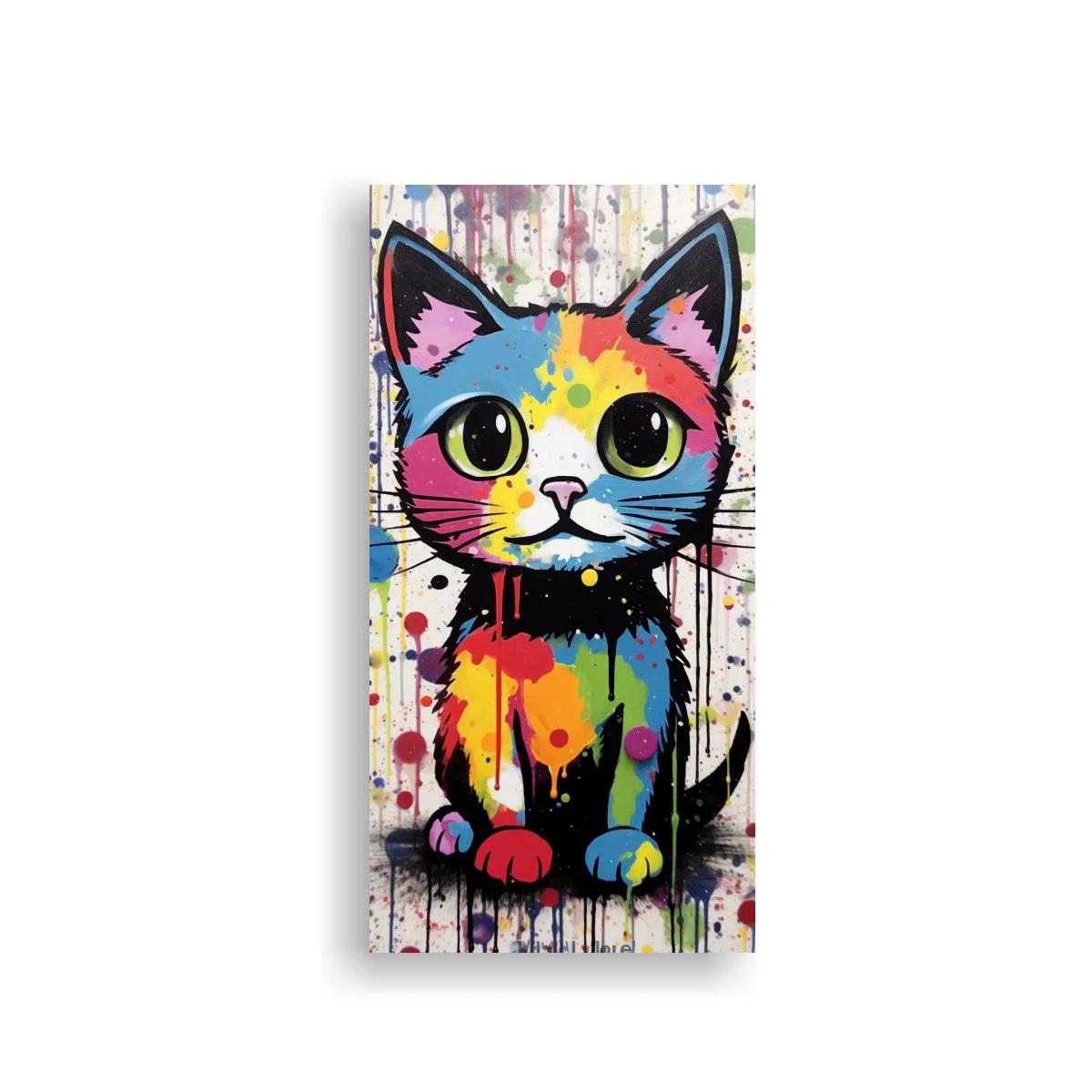 Cuadro gatito de colores con patas delanteras