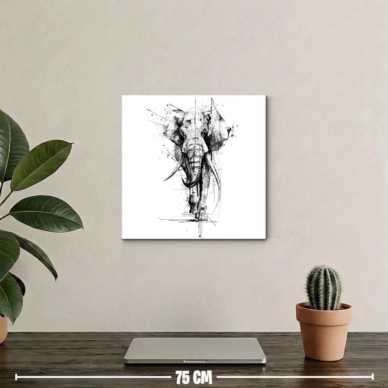 Impactante retrato de elefante en tinta monocroma — miniatura 2