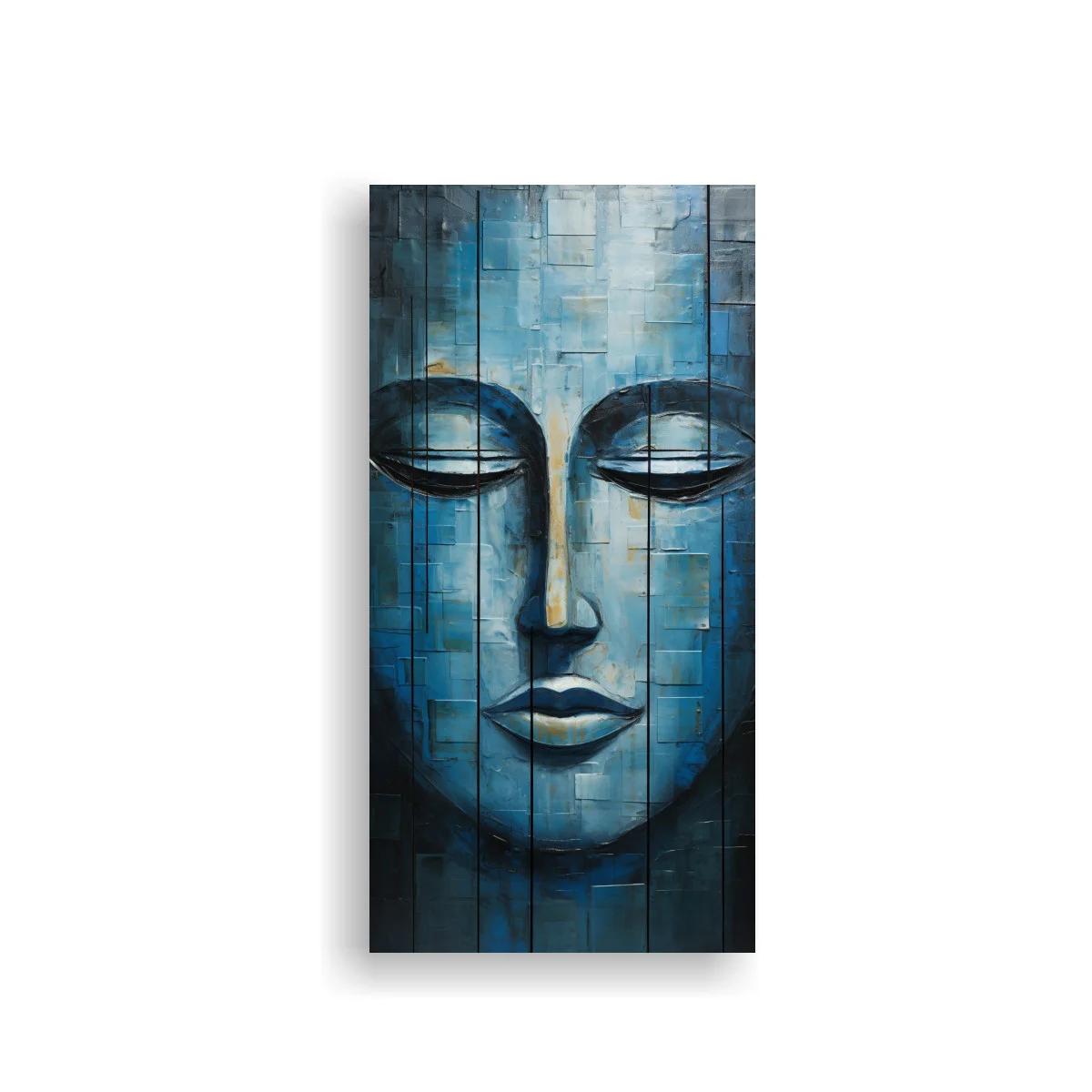 Cuadro rostro de Buda en bloques azules