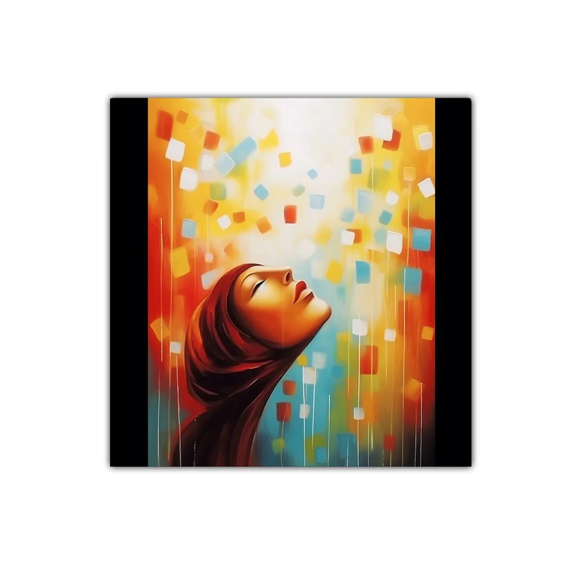 Rostro femenino con expresión de serenidad y colores vivos — imagen principal