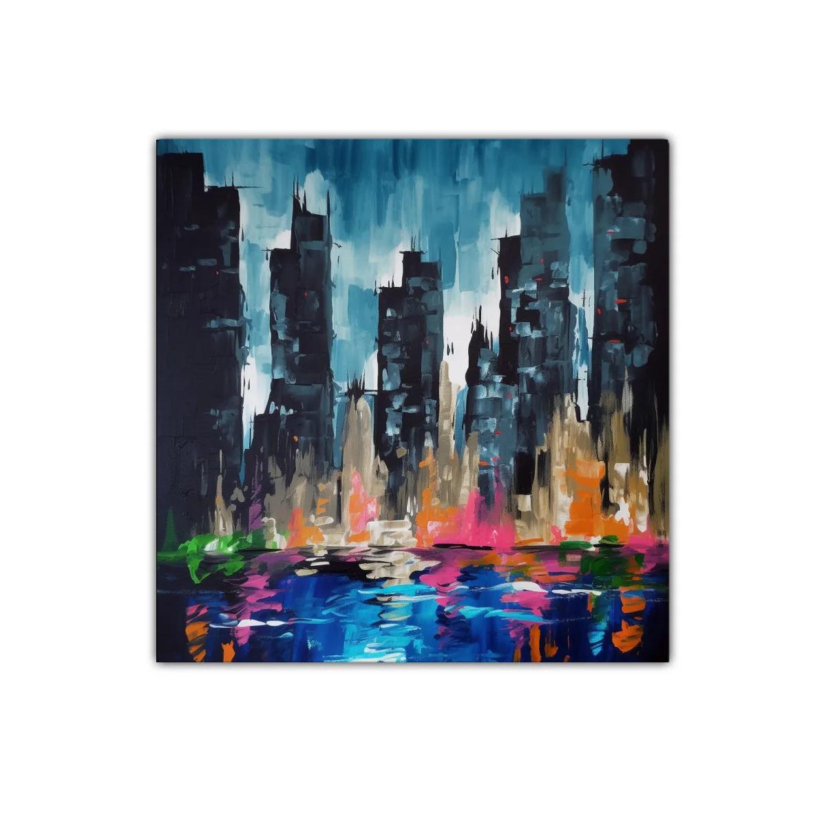 Ciudad nocturna con reflejos vibrantes y luz dinámica — imagen principal