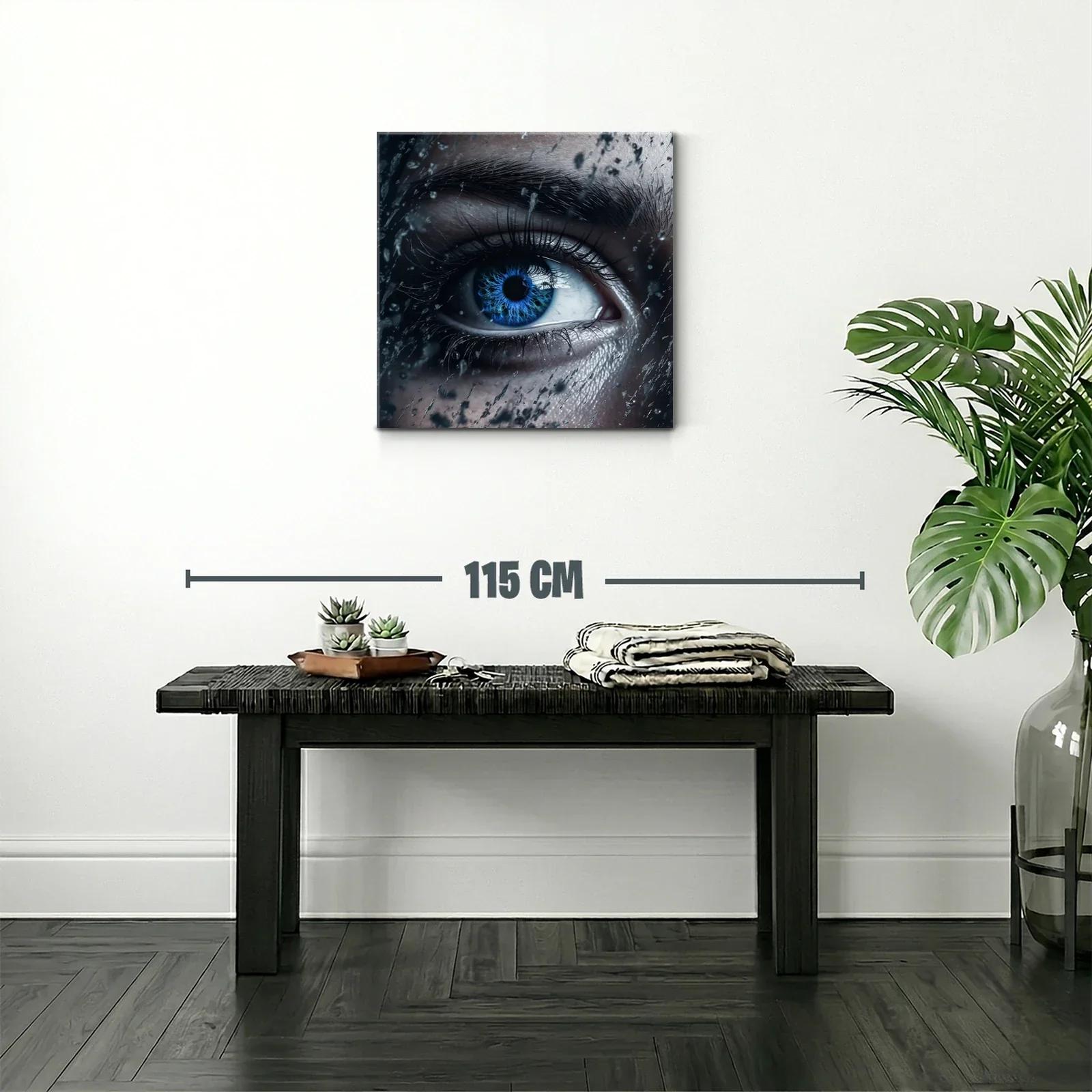 Impactante mirada azul con gotas en primer plano — miniatura 2