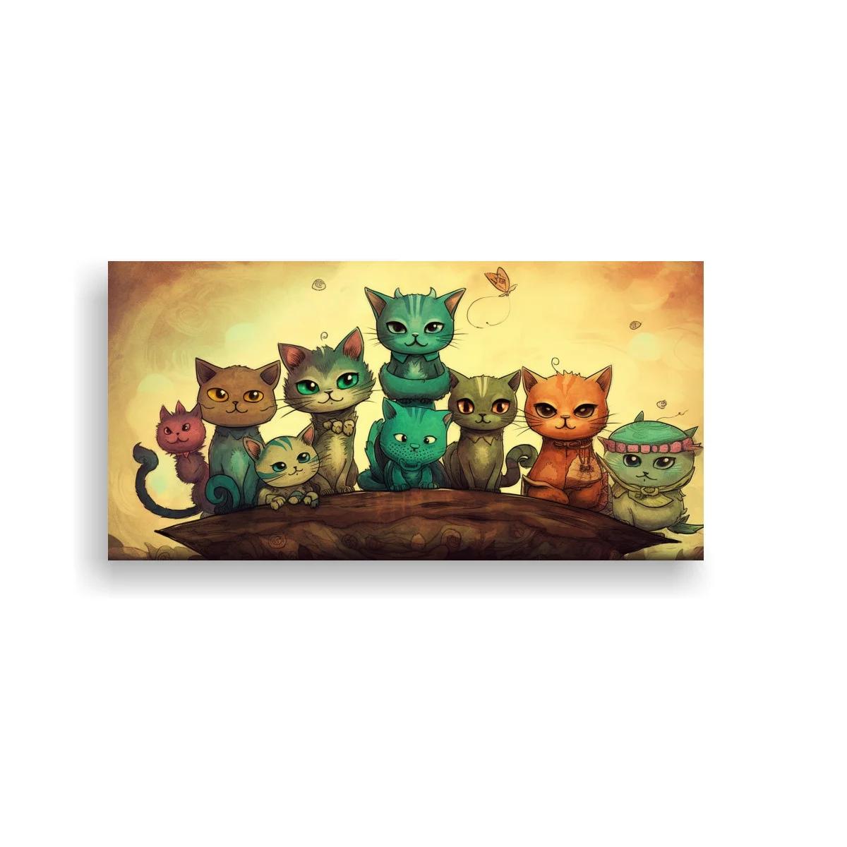 Cuadro grupo de gatos con mariposas