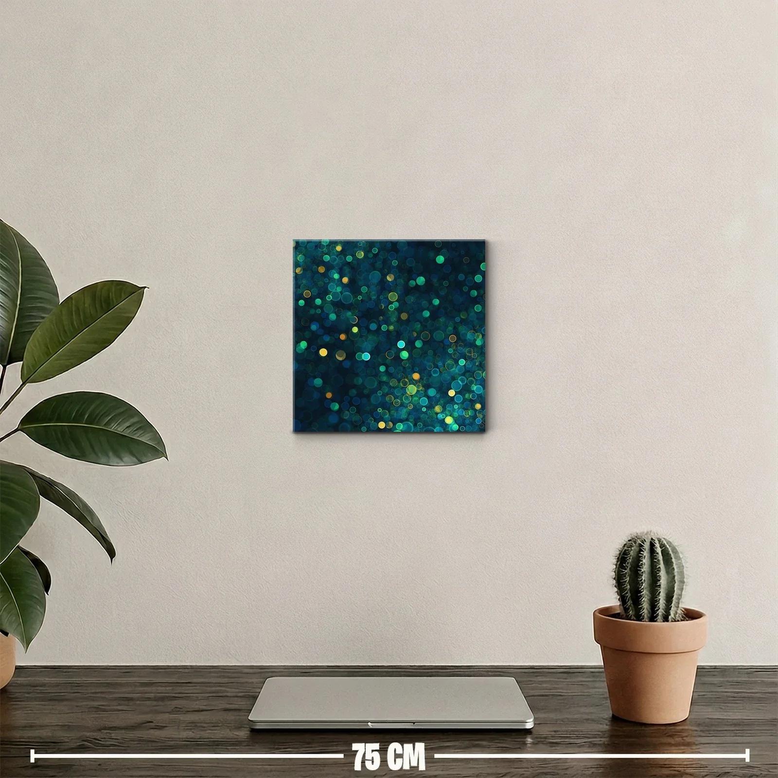 Cuadro abstracto con luces difusas en tonos verdes y azules — miniatura 2