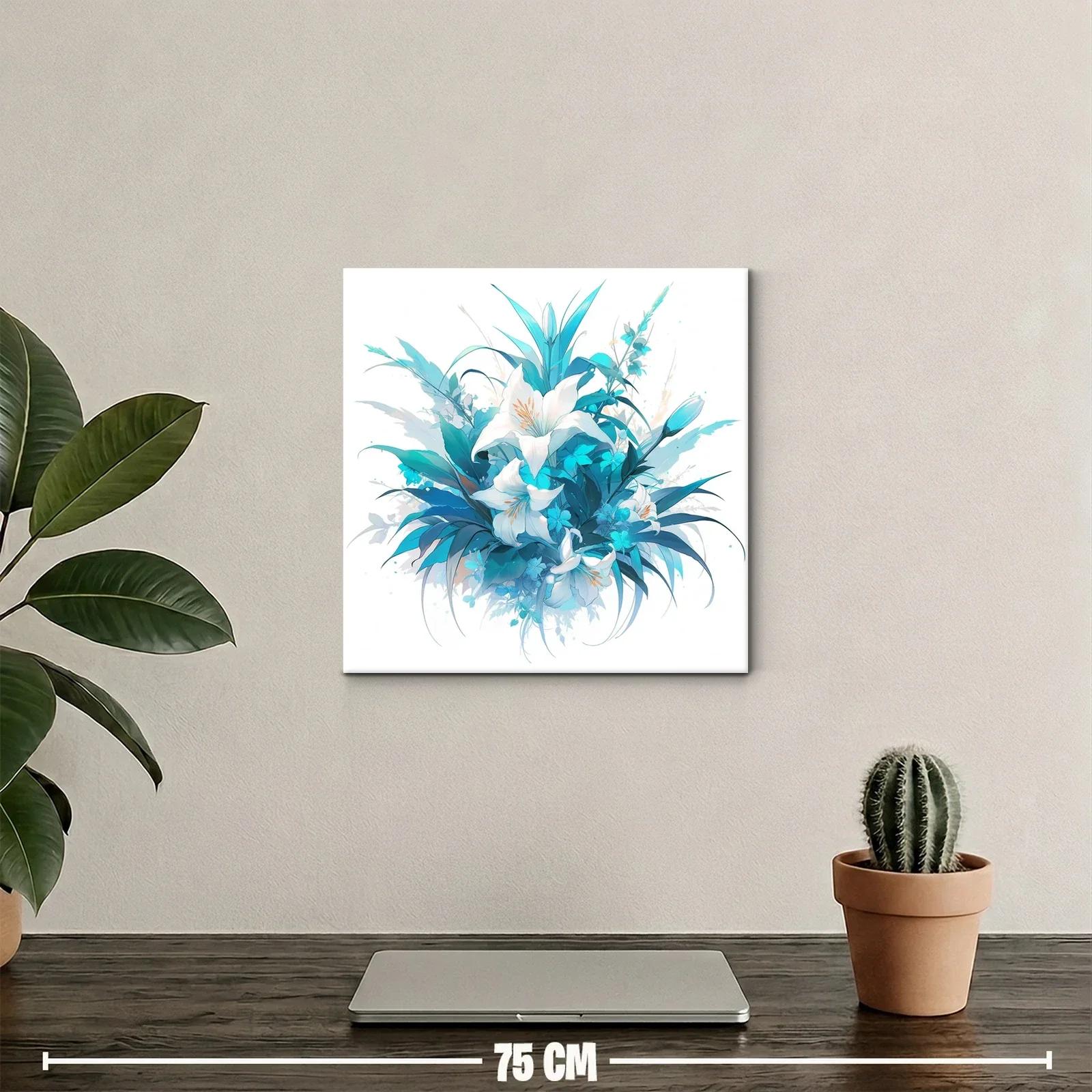 Cuadro floral con lirios en tonos azules y blancos — miniatura 2