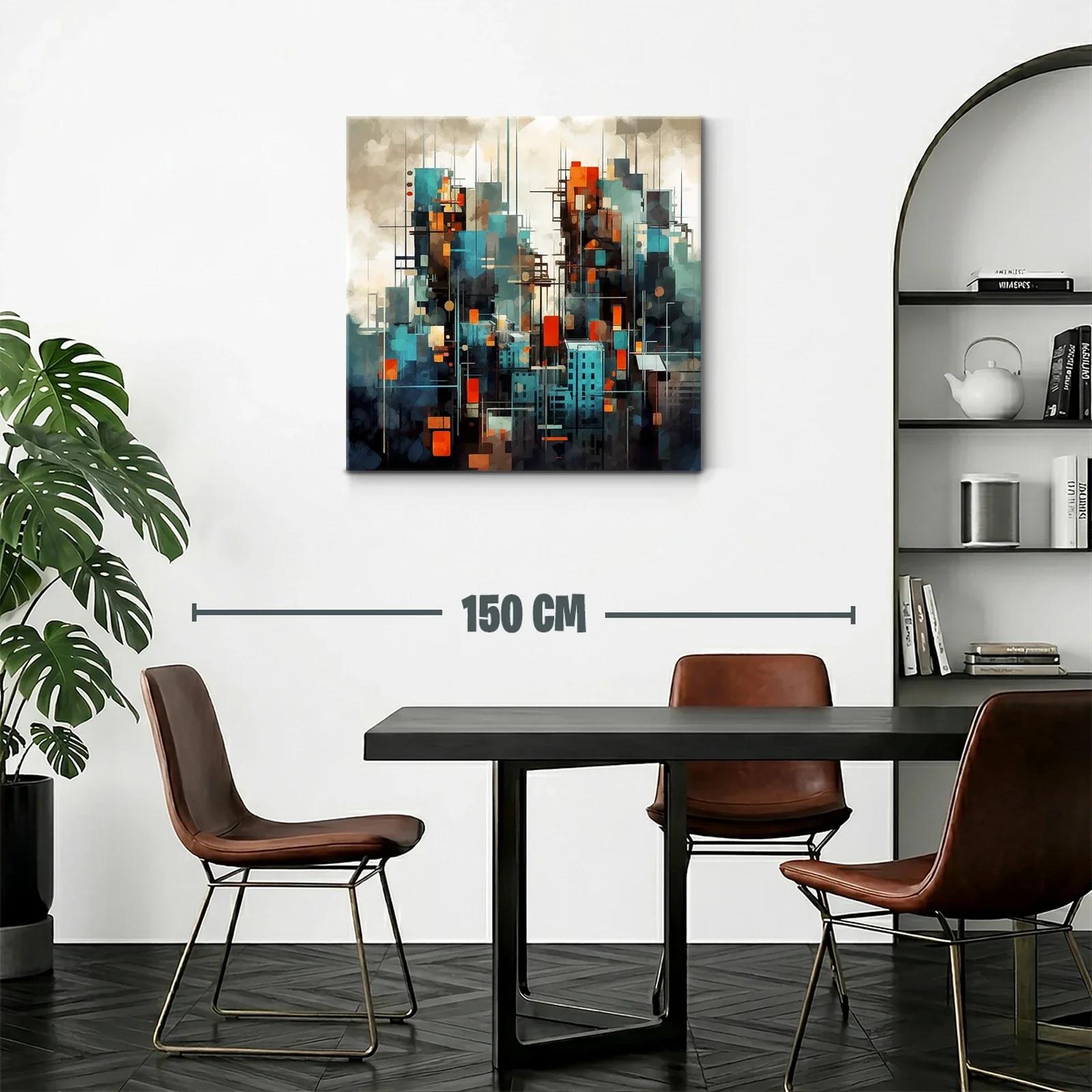 Cuadro abstracto de ciudad moderna con toques vibrantes — miniatura 2