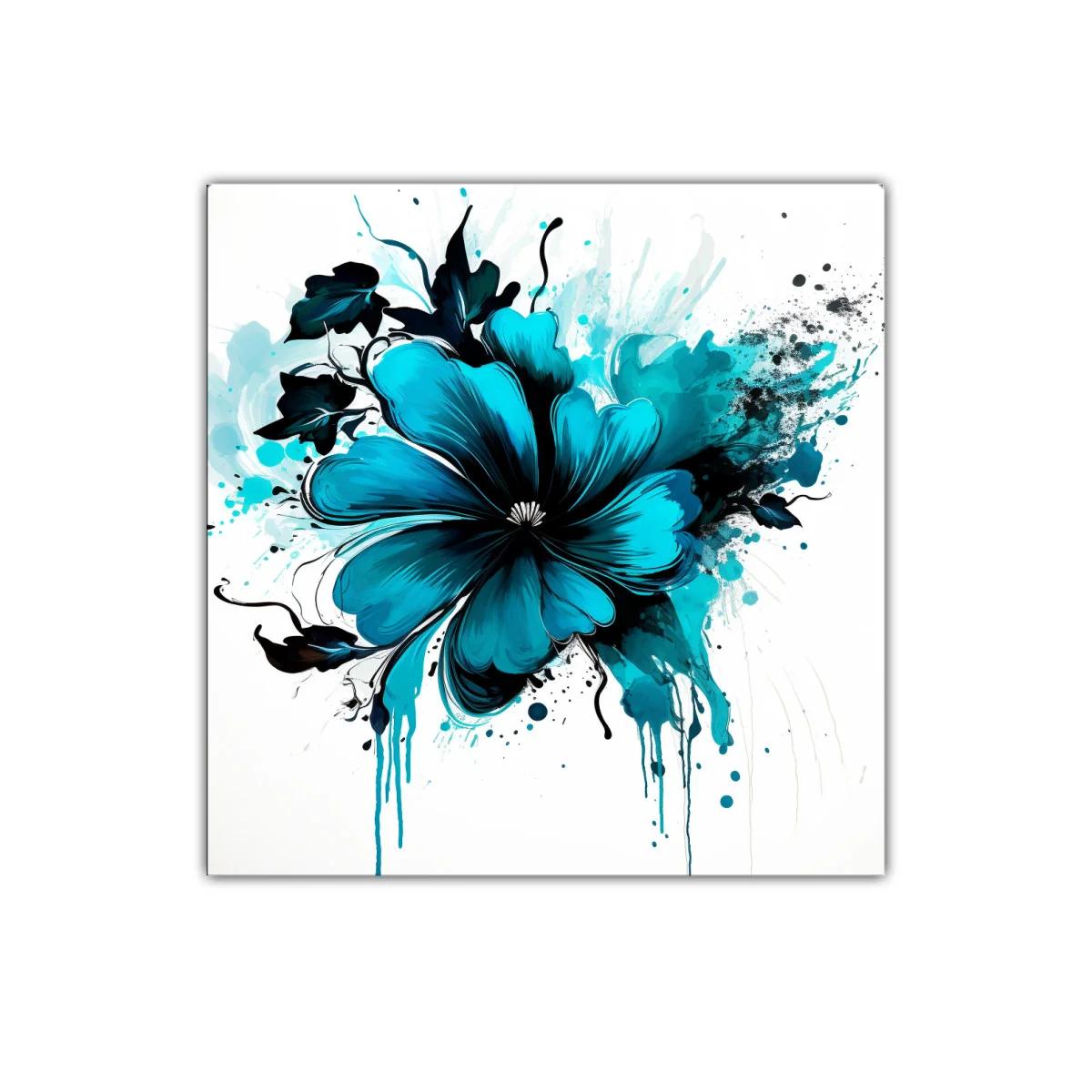 Flor vibrante en tonos azules y negro para espacios modernos — imagen principal
