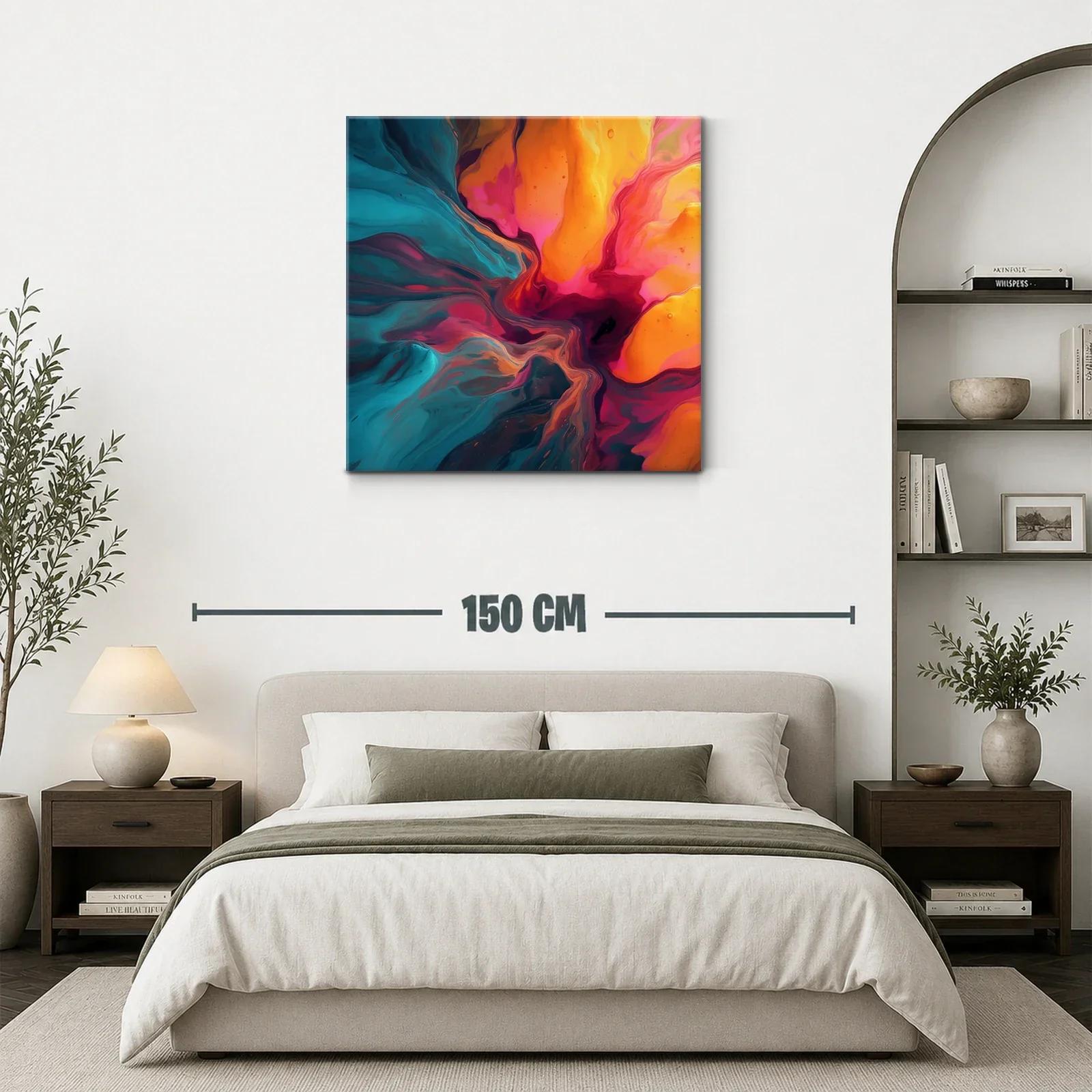 Cuadro abstracto con vibrantes tonos cálidos y fríos — miniatura 3