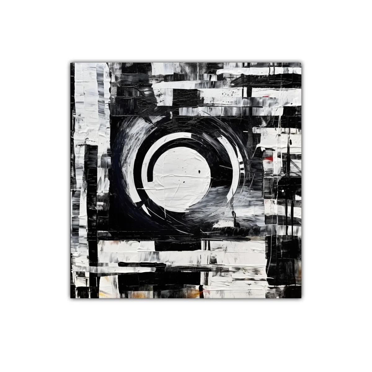 Composición abstracta en contraste monocromo y círculo central — imagen principal