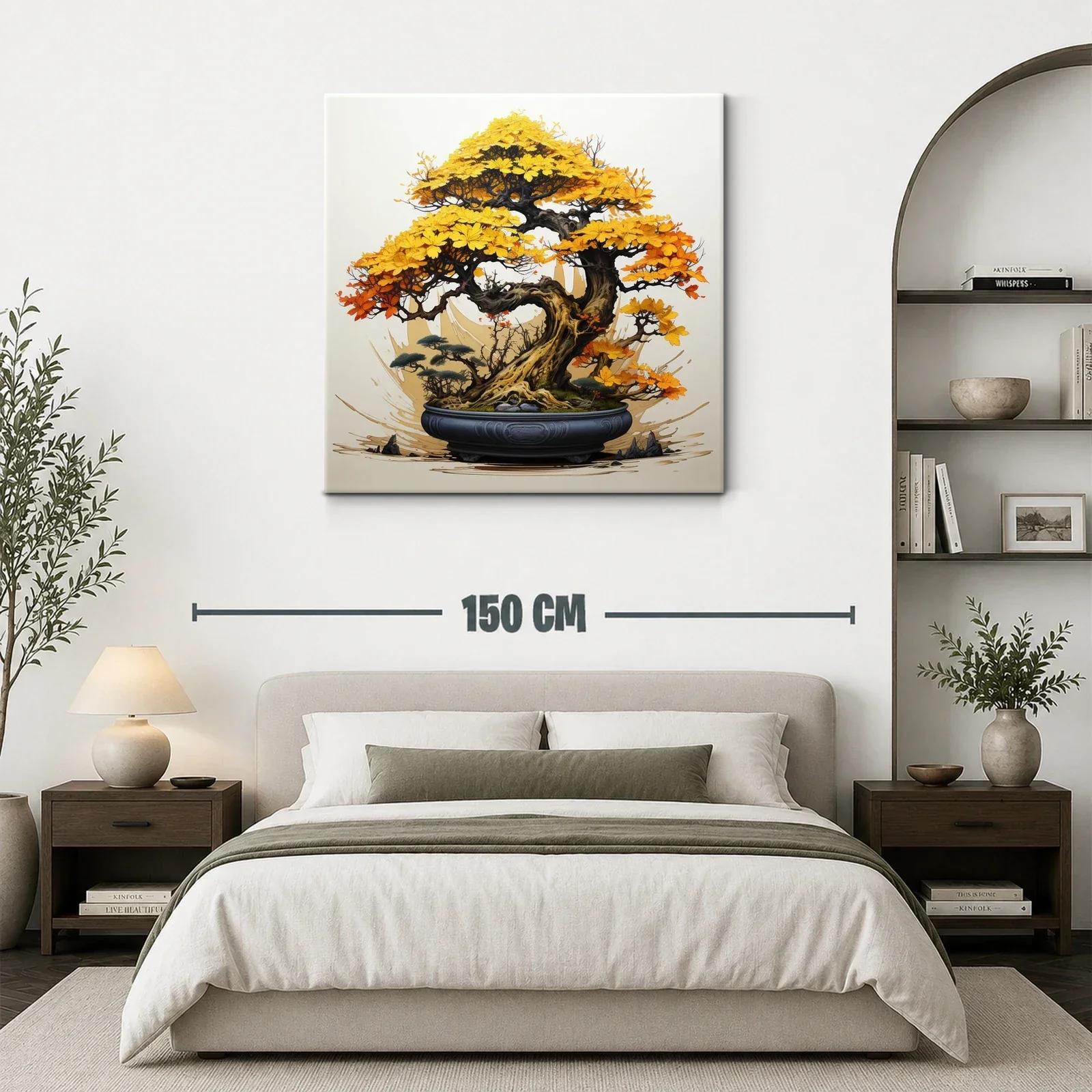 Árbol Bonsái con Hojas en Tonos Otoñales Amarillos y Naranjas — miniatura 3