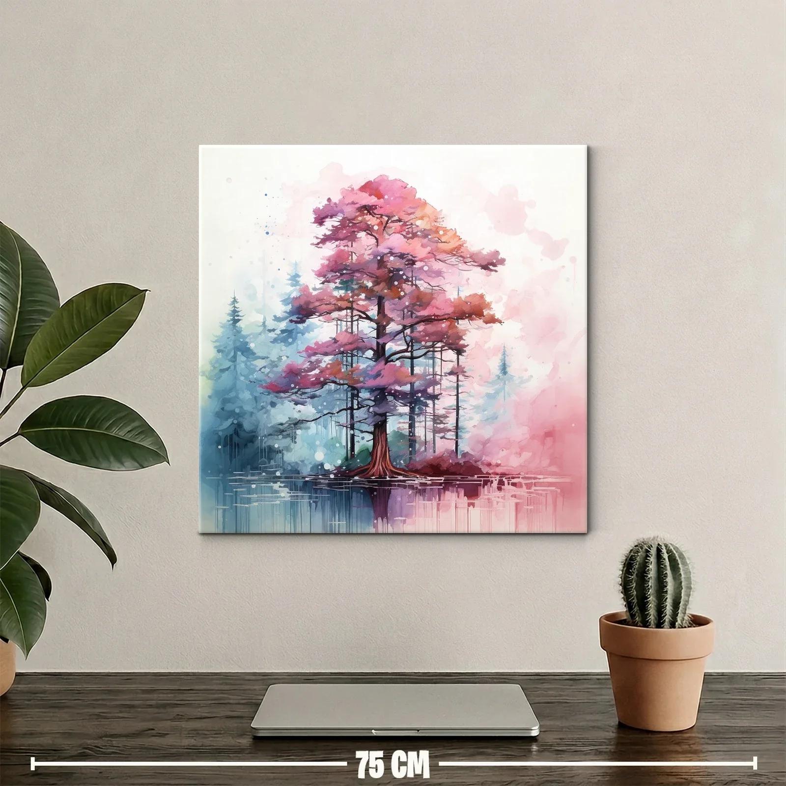 Árbol en tonos rosas y azules con reflejo en agua — miniatura 2