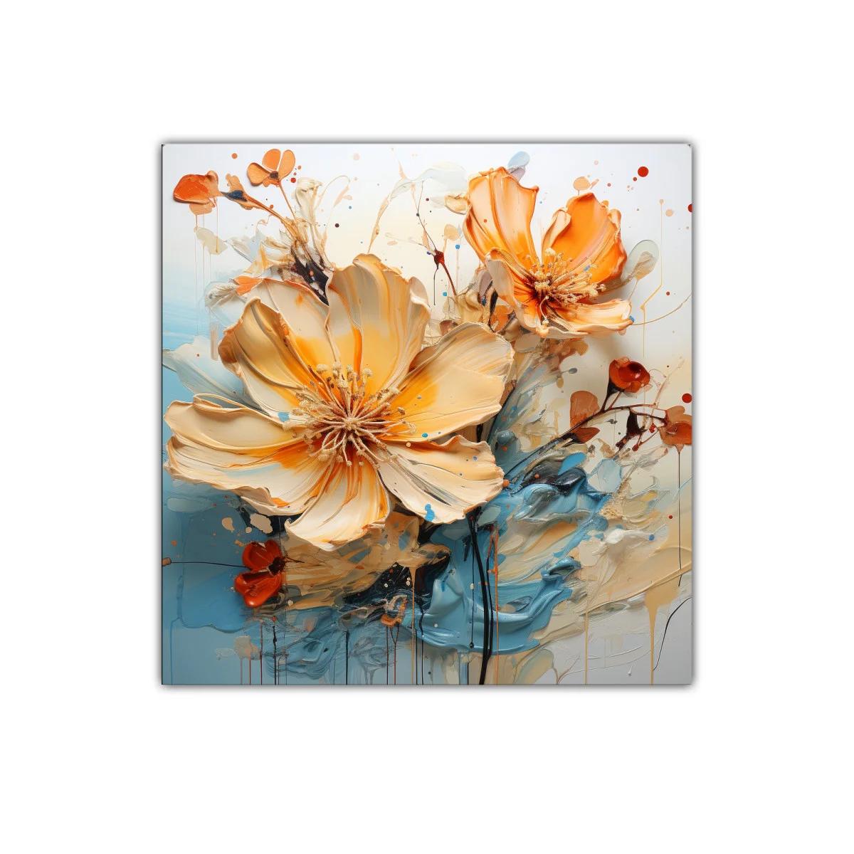 Cuadro decorativo con flores vibrantes y detalles dinámicos — imagen principal
