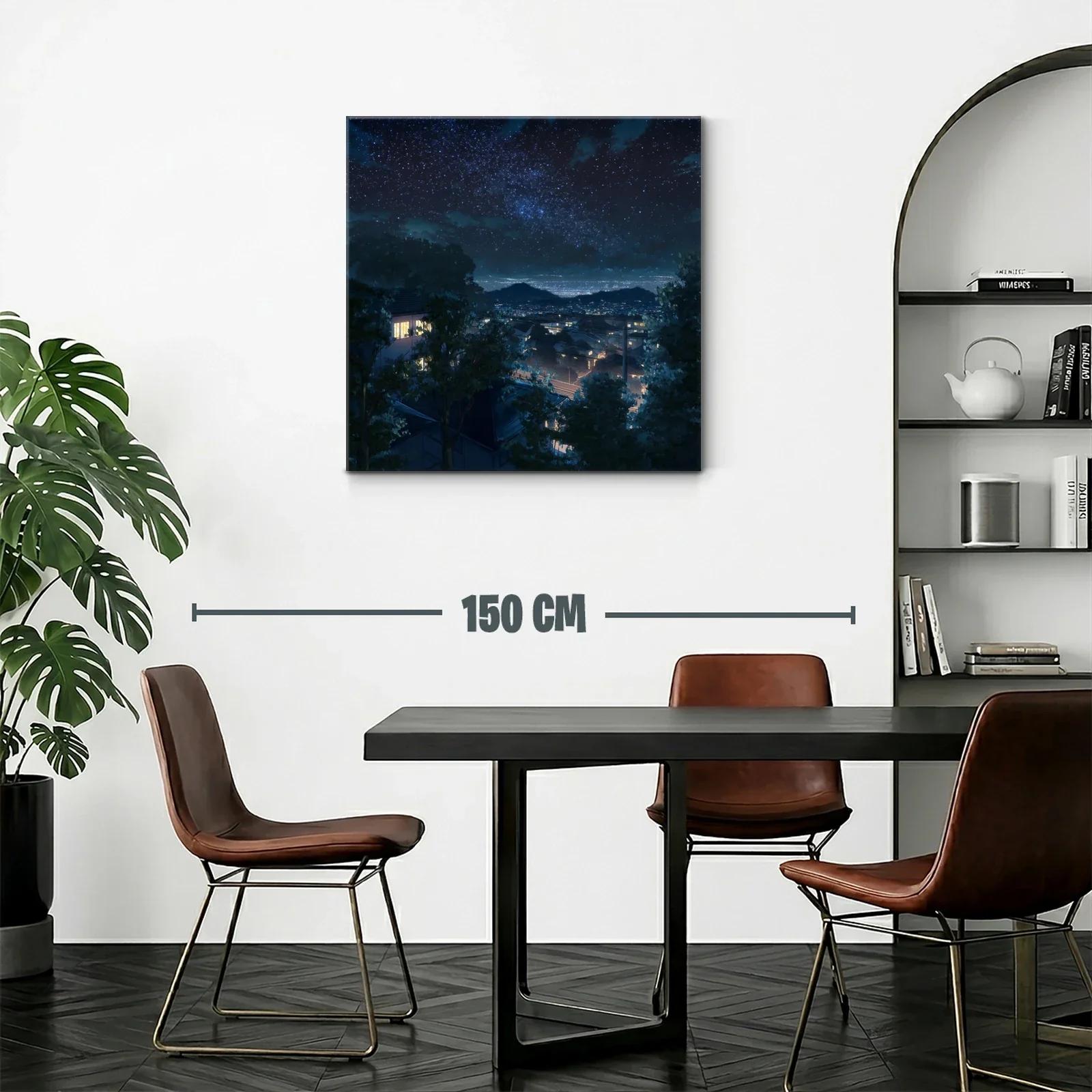 Cielo estrellado sobre ciudad tranquila nocturna — miniatura 2