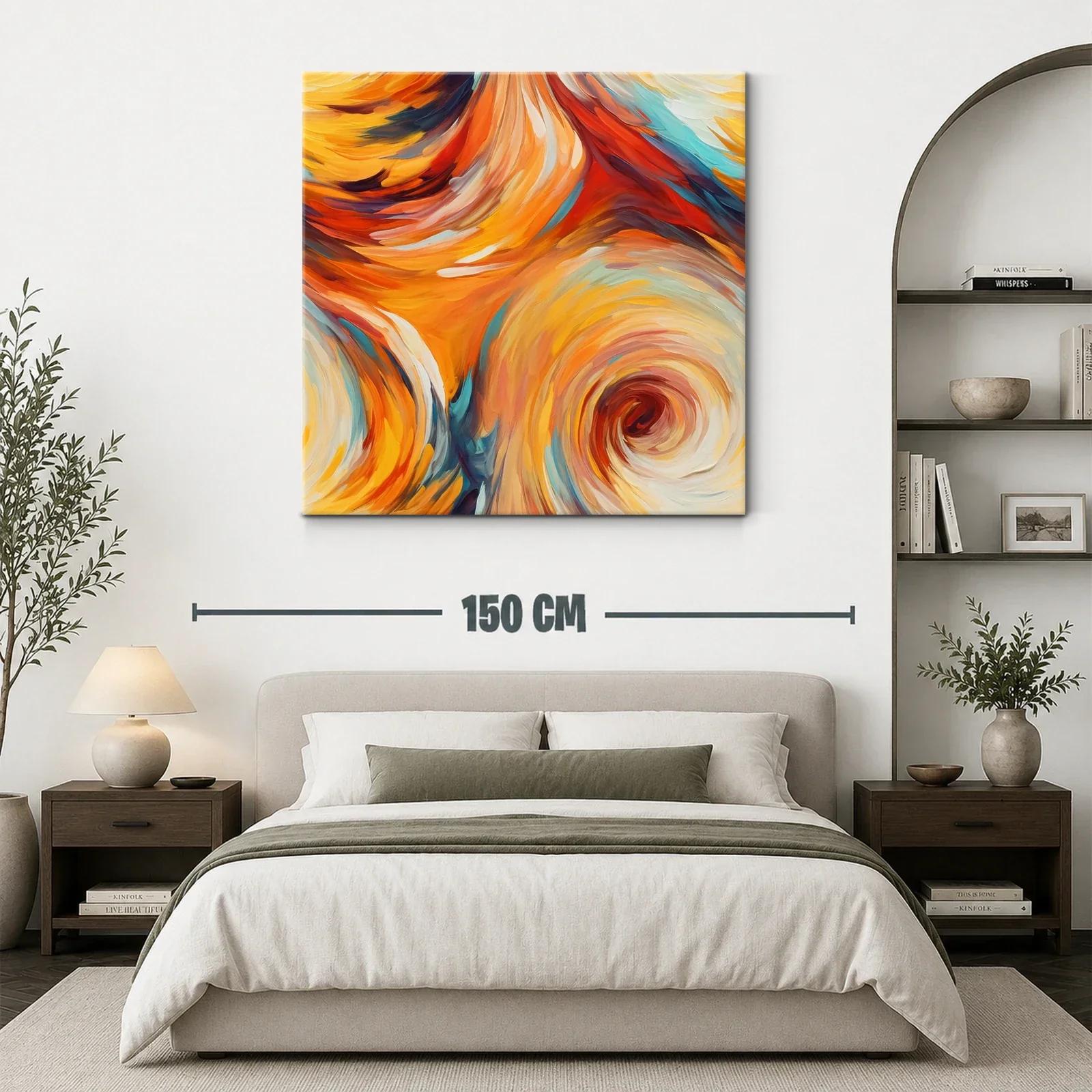 Cuadro Abstracto en Tonos Cálidos y Dinámicos — miniatura 3