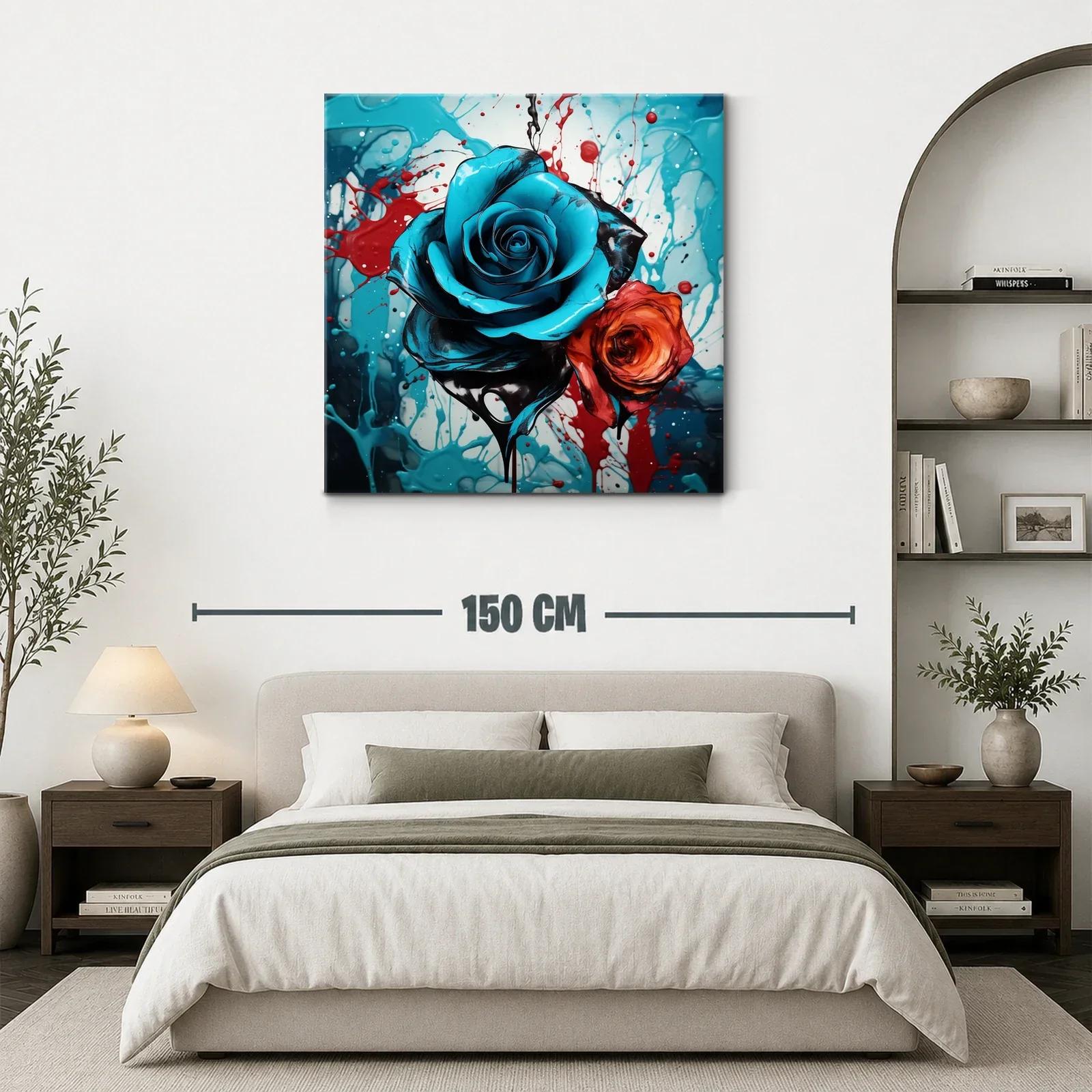 Rosas vibrantes en contraste de azul y rojo — miniatura 3