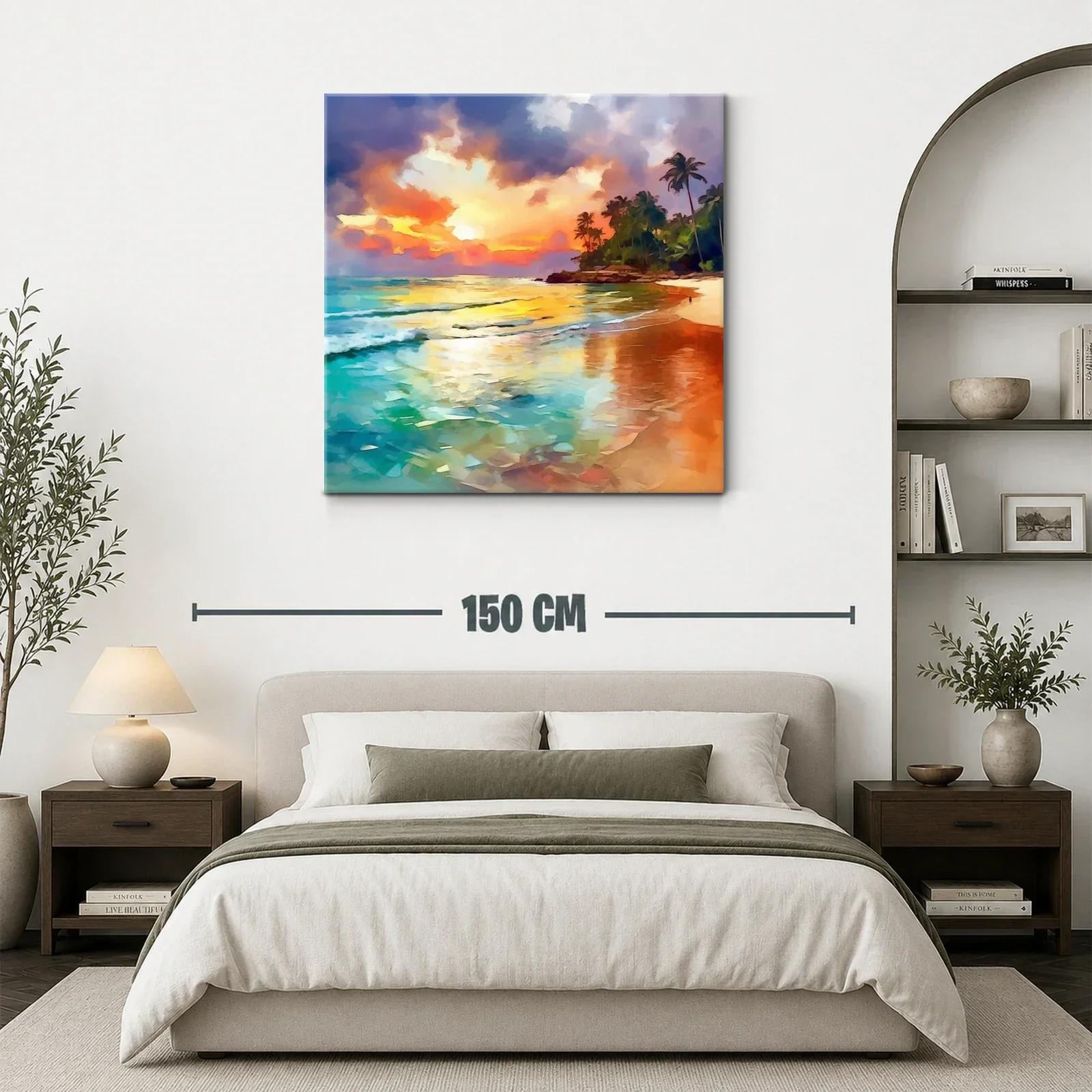 Atardecer tropical con palmeras y mar tranquilo — miniatura 3