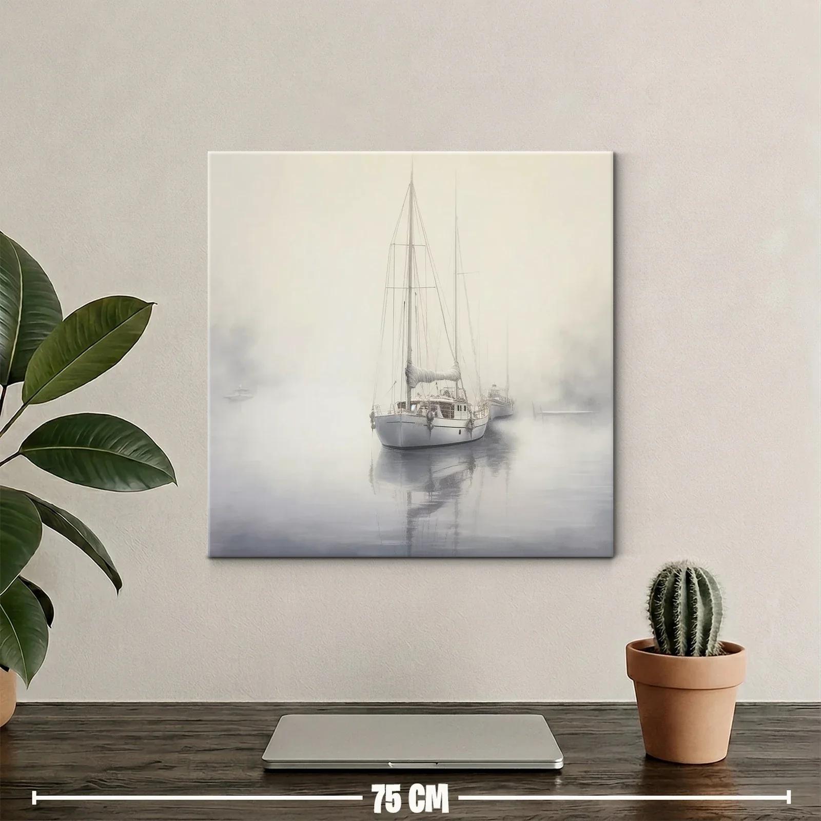 Velero en calma entre niebla matutina sutil — miniatura 2