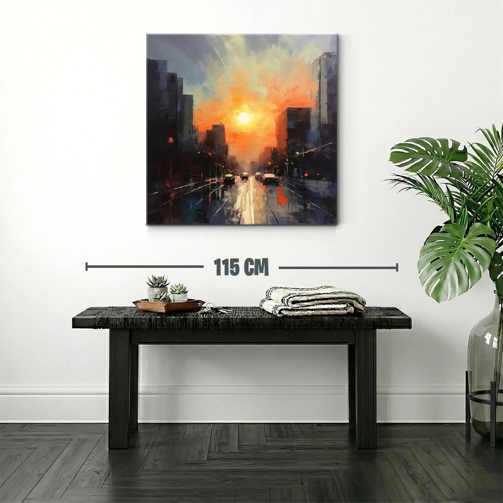 Atardecer vibrante en ciudad urbana al anochecer — miniatura 2