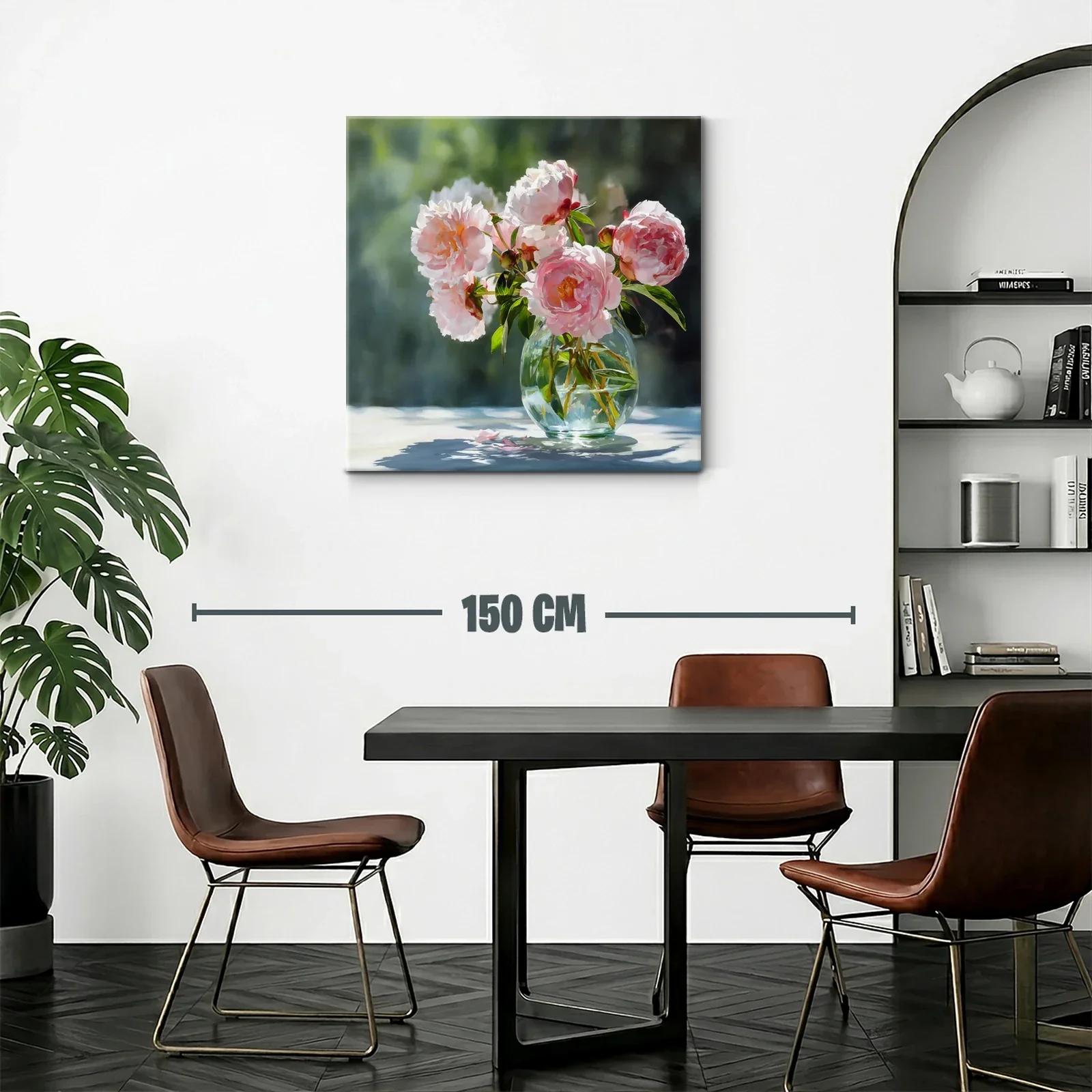 Elegancia natural con ramo de peonías en vidrio — miniatura 2