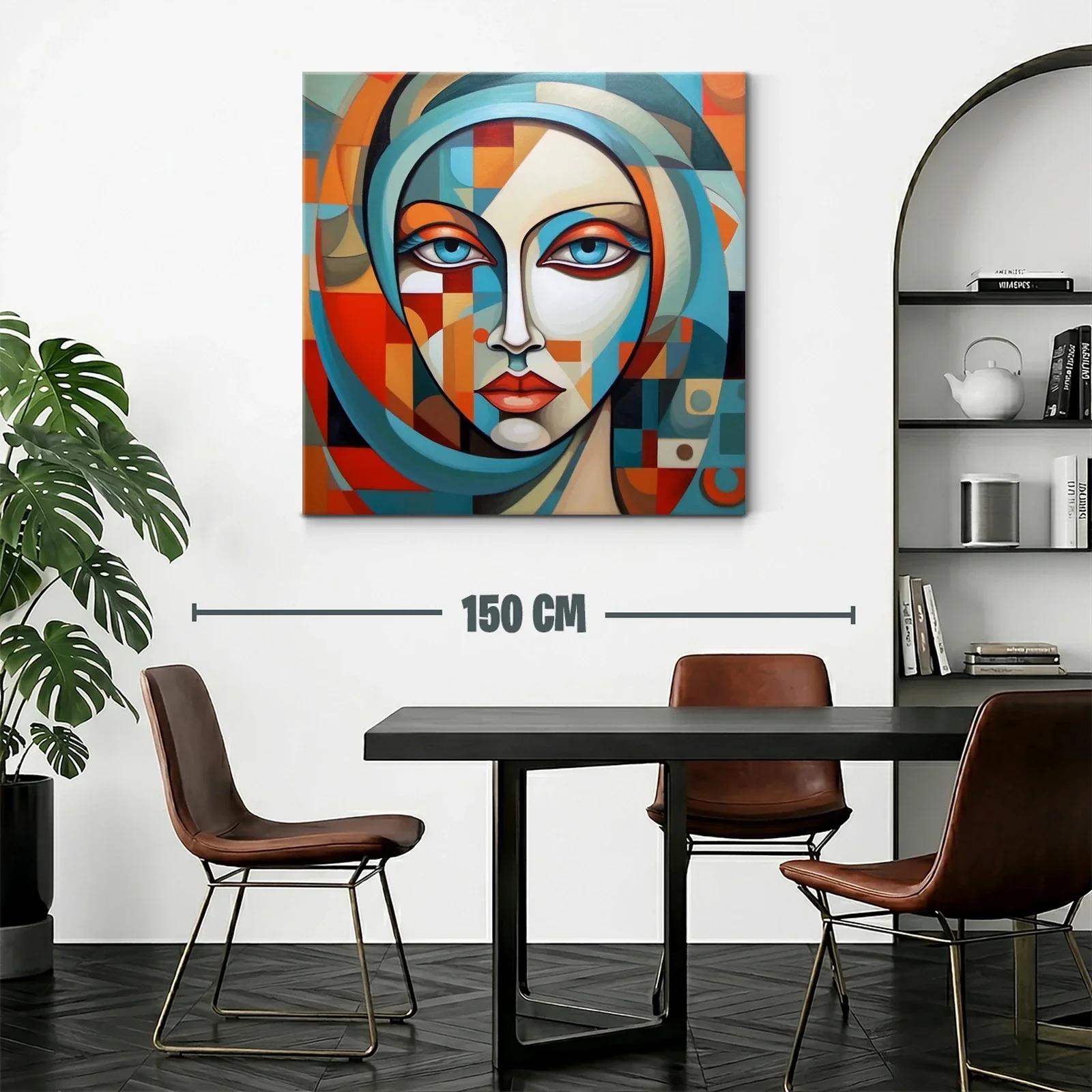 Rostro femenino geométrico con tonos vibrantes y suaves — miniatura 2