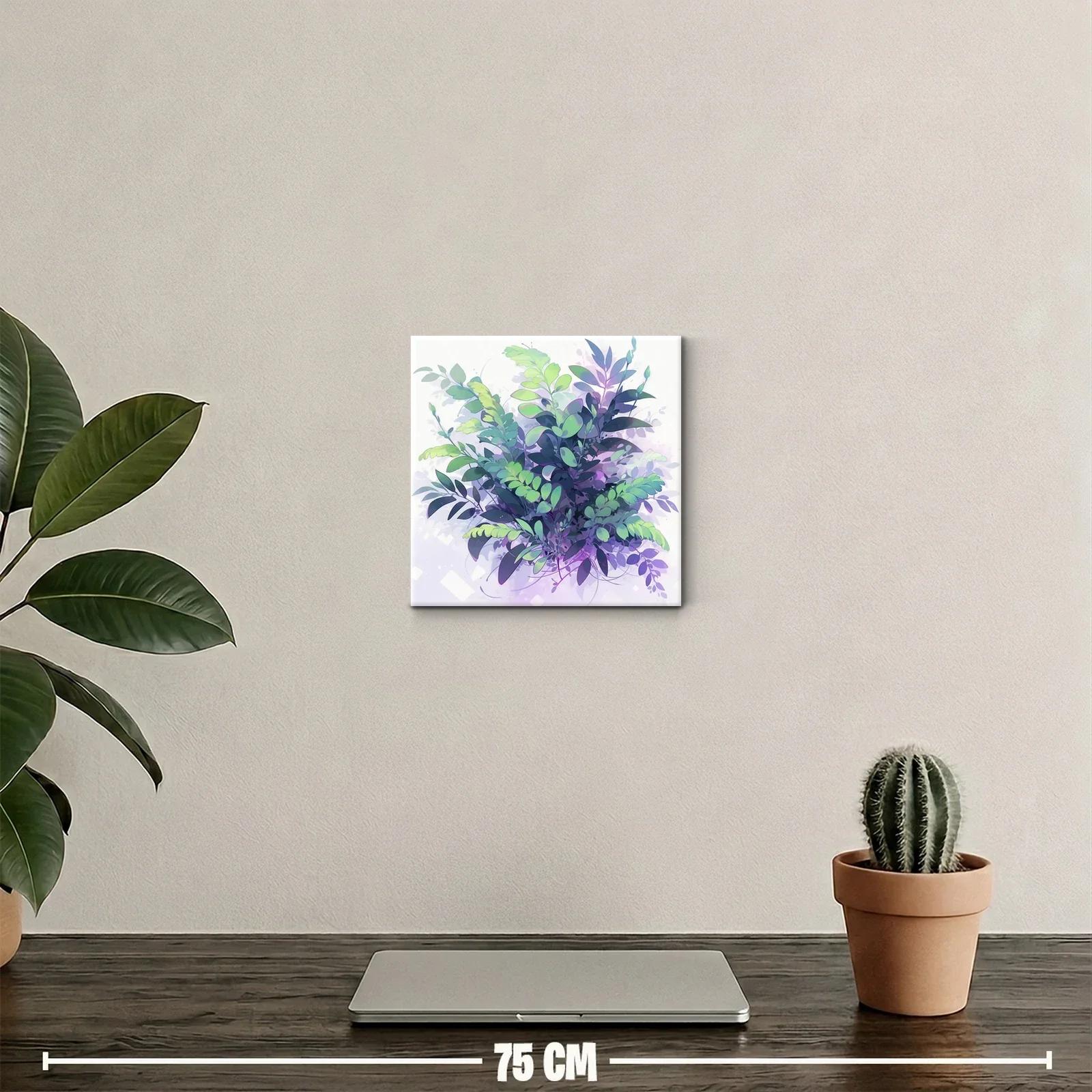 Composición botánica en tonos verdes y lilas vibrantes — miniatura 2