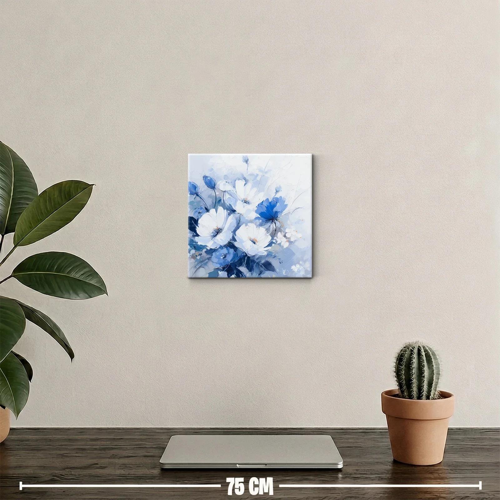 Cuadro decorativo con elegante ramo floral en tonos azules y blancos — miniatura 2