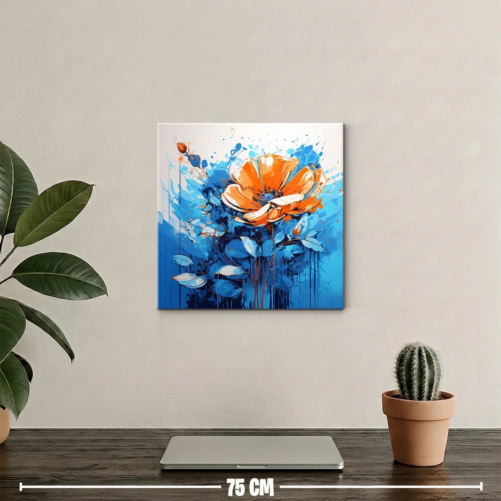 Flor vibrante en tonos naranjas y azules dinámicos — miniatura 2