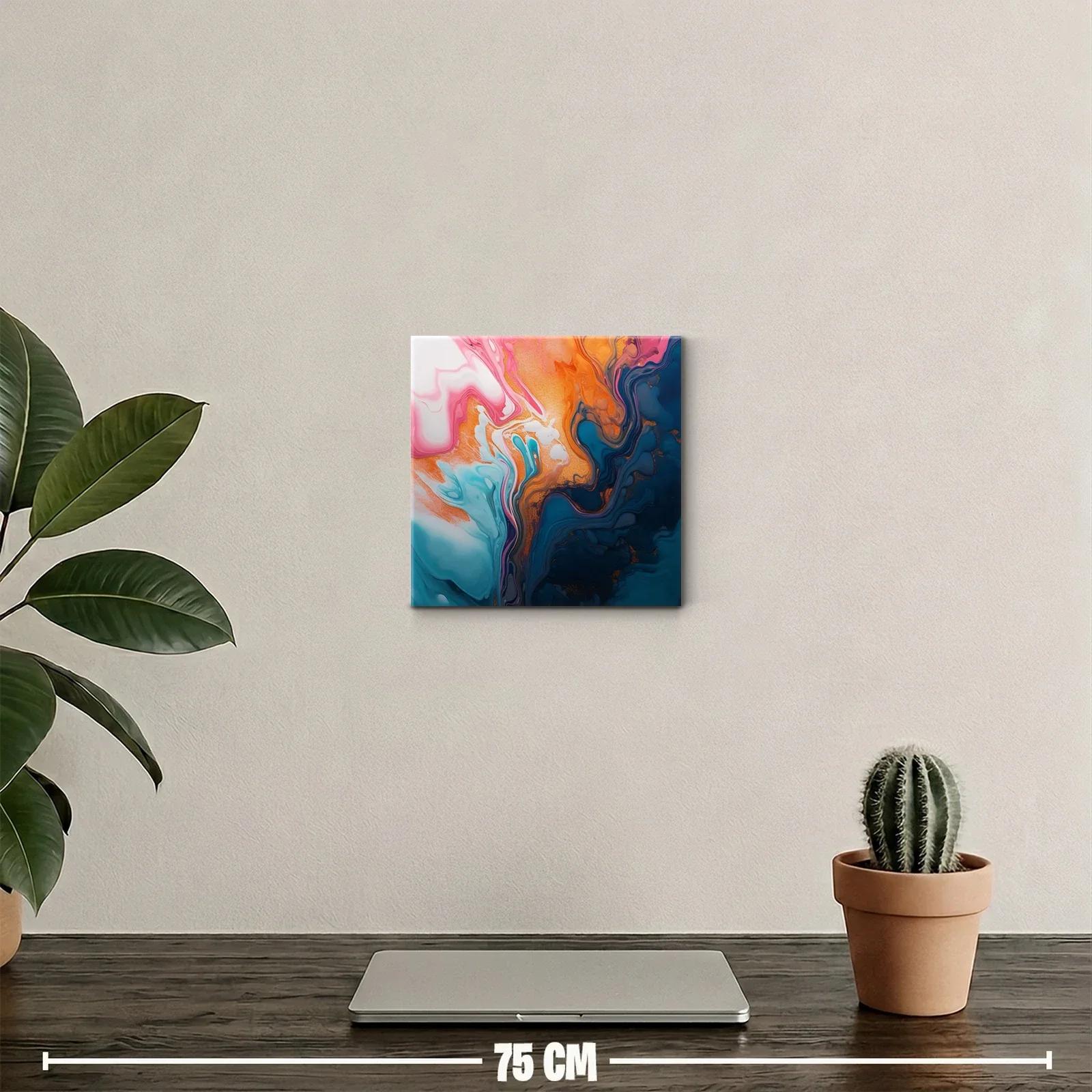 Cuadro abstracto con vibrantes tonos azules y naranjas — miniatura 2