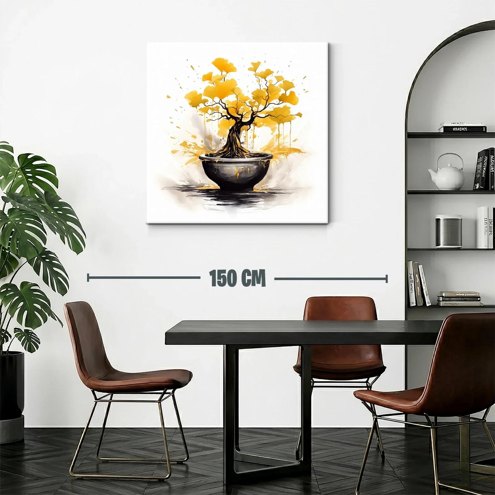 Árbol Dorado con Ramas Abstractas en Maceta Negra — miniatura 2