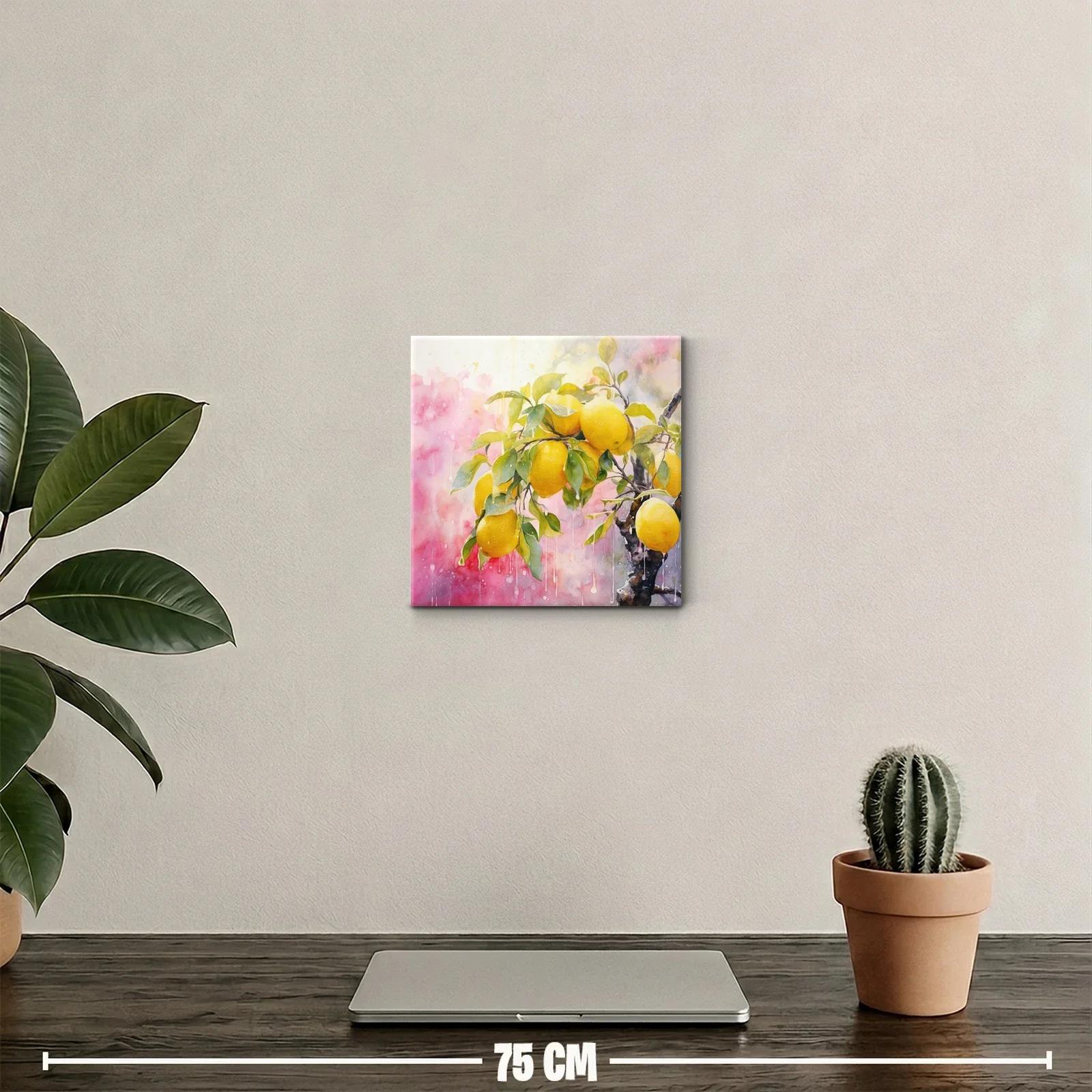 Cuadro decorativo con limones y hojas verdes vibrantes — miniatura 2