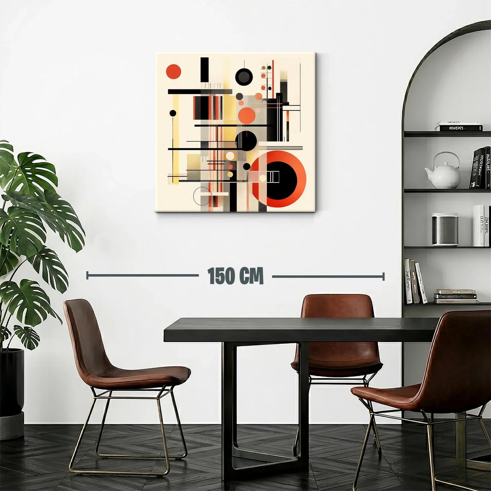 Cuadro abstracto con formas geométricas en tonos cálidos — miniatura 2