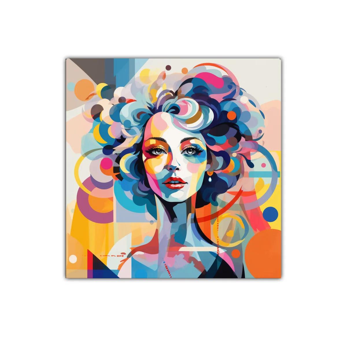 Rostro femenino vibrante en formas y colores abstractos — imagen principal