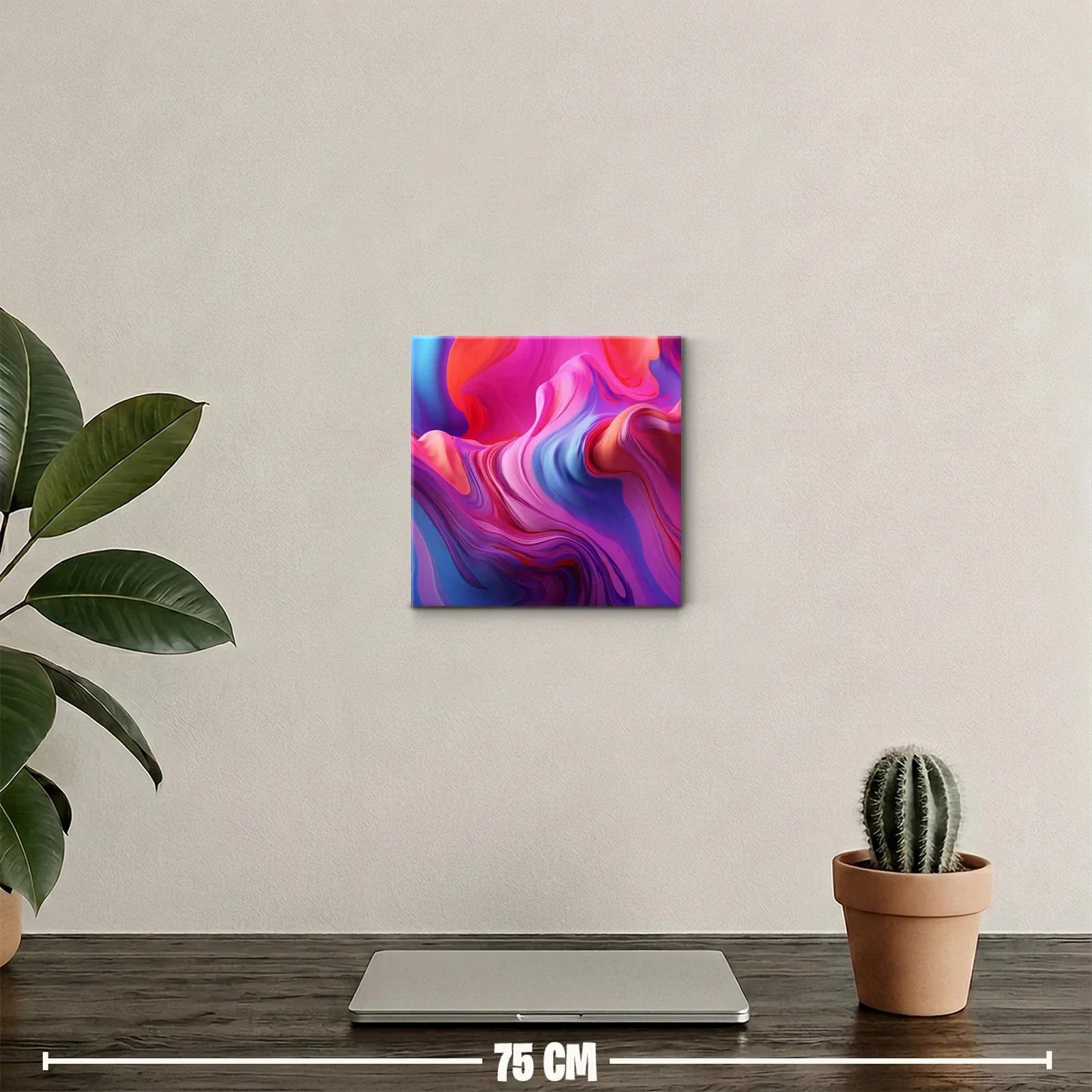 Cuadro Decorativo Abstracto en Tonos Fucsia y Azul Vibrante — miniatura 2