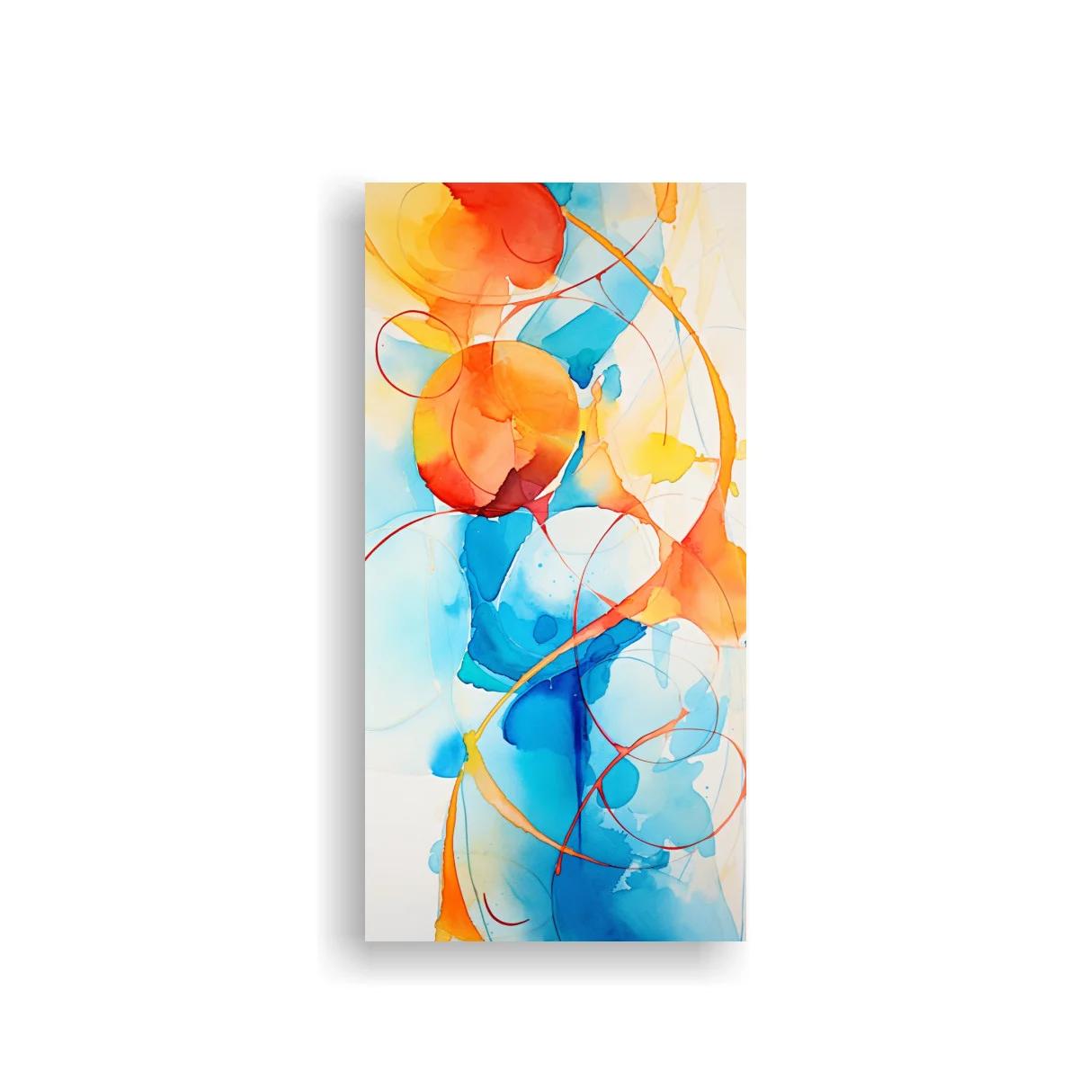 Cuadro formas abstractas en acuarela con líneas curvas finas — imagen principal