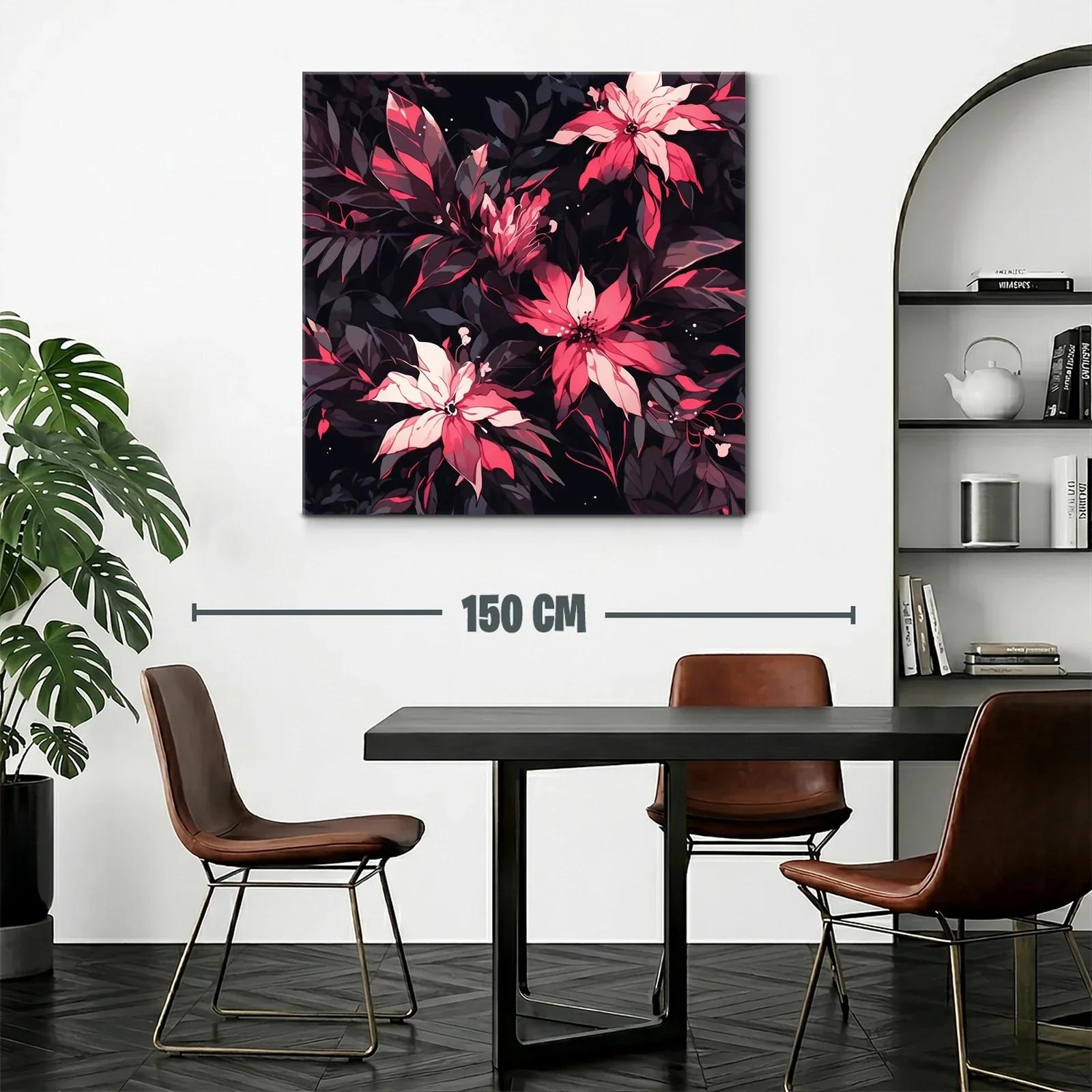 Cuadro floral con tonos vibrantes y fondo oscuro — miniatura 2