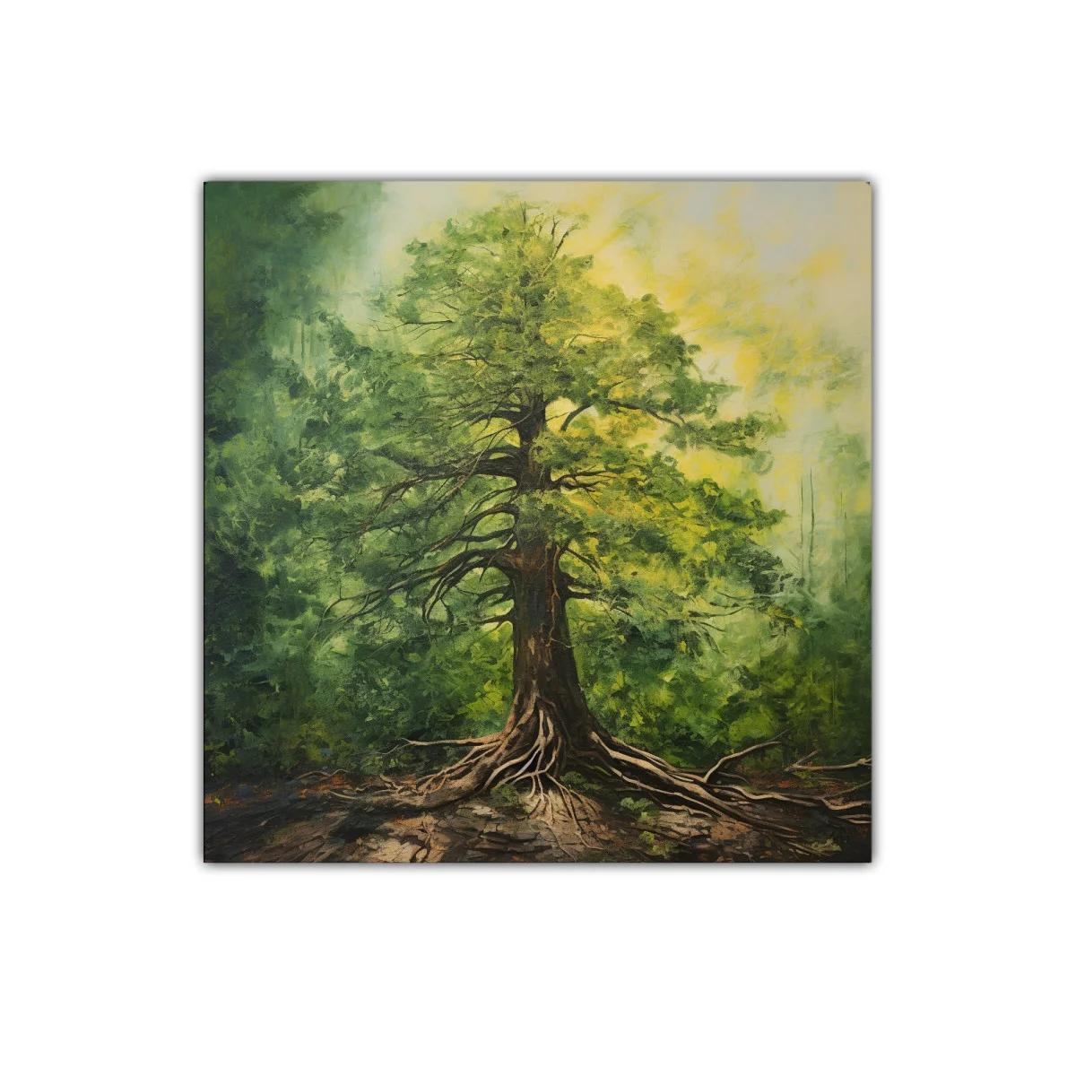 Cuadro decorativo con árbol frondoso y raíces expuestas — imagen principal