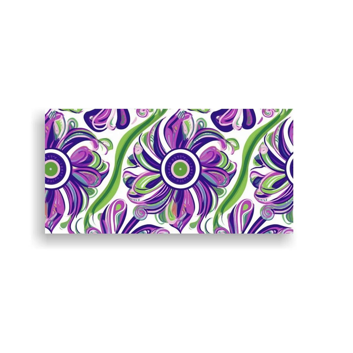 Cuadro flores moradas en patrón horizontal ornamental