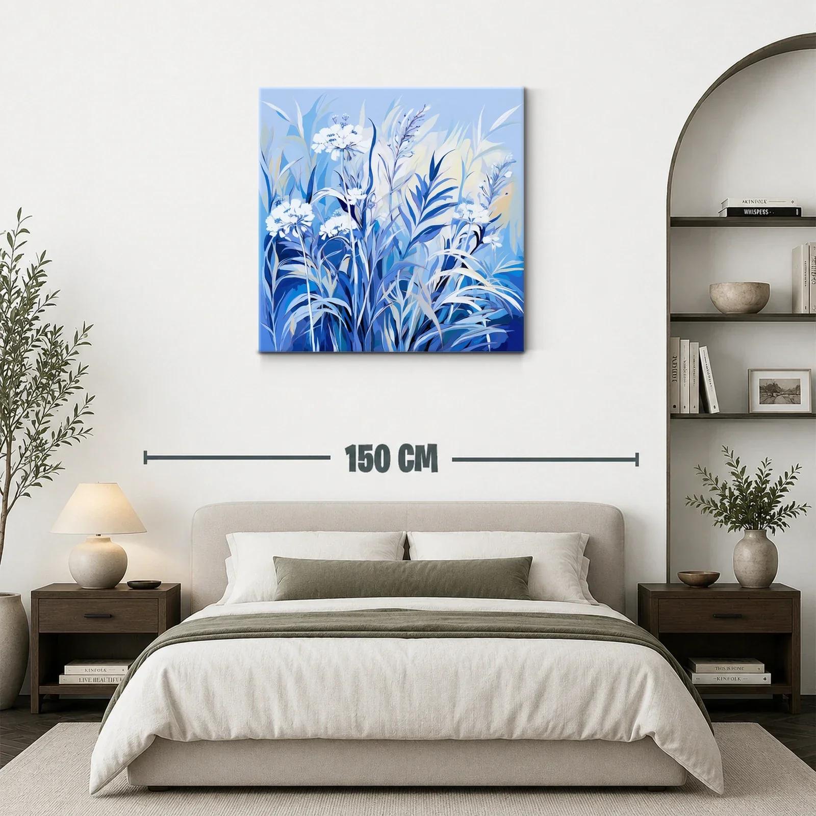Flores y hojas en tonos azules para un ambiente sereno — miniatura 3