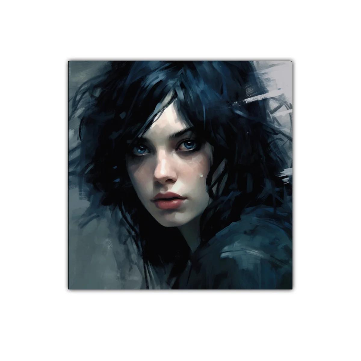 Retrato expresivo de mujer melancólica con mirada intensa — imagen principal