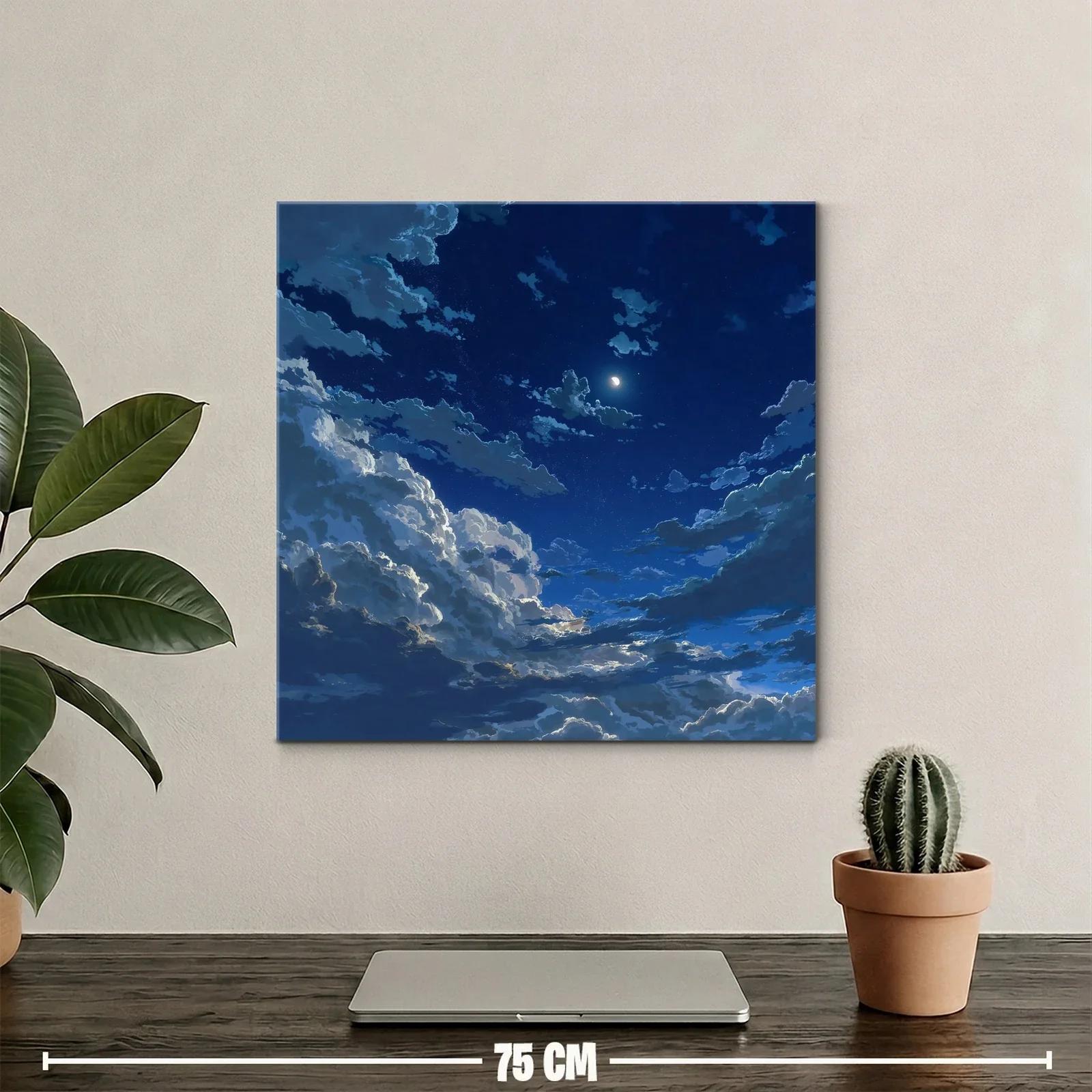 Cielo nocturno estrellado con nubes iluminadas por la luna — miniatura 2